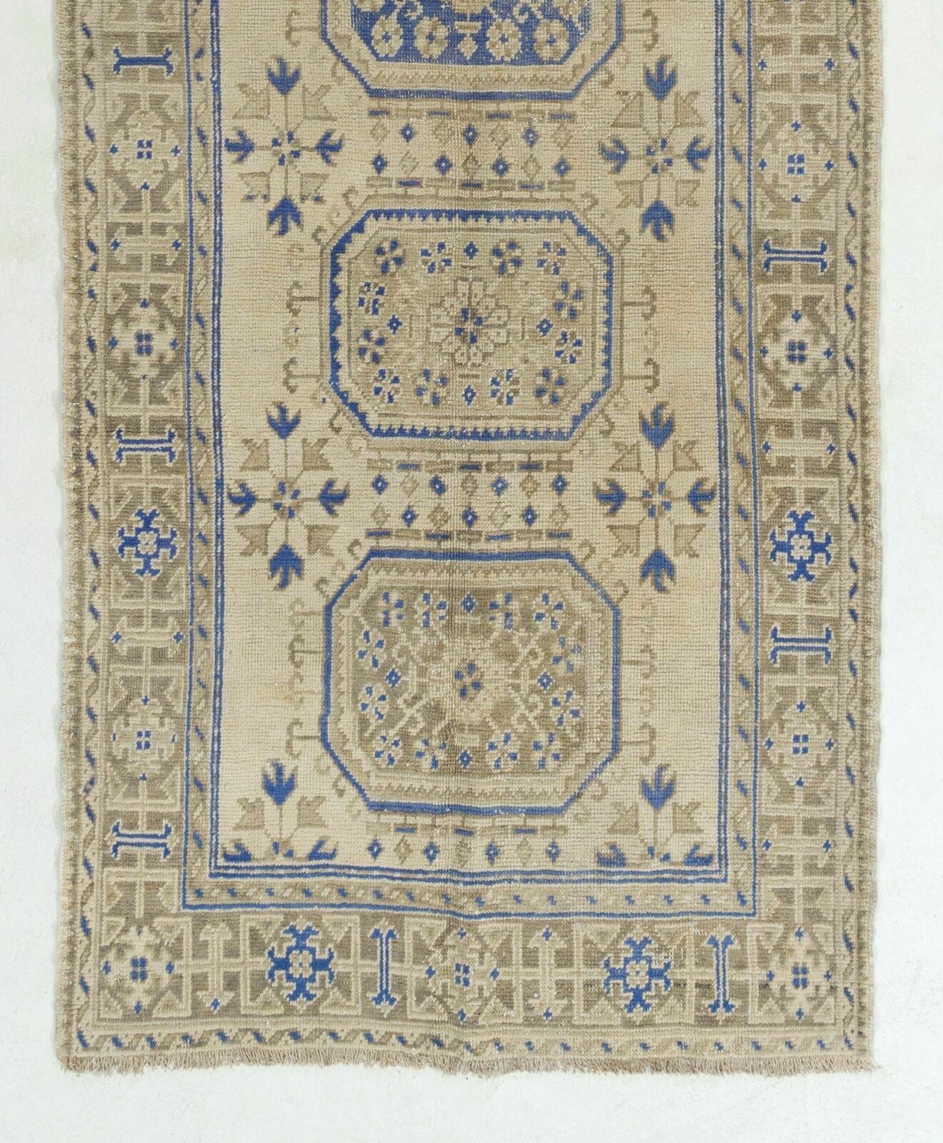 4.6x12.2 Ft Vintage Anatolian Oushak Runner Rug. Hand Knotted Wool Rug photo for sale