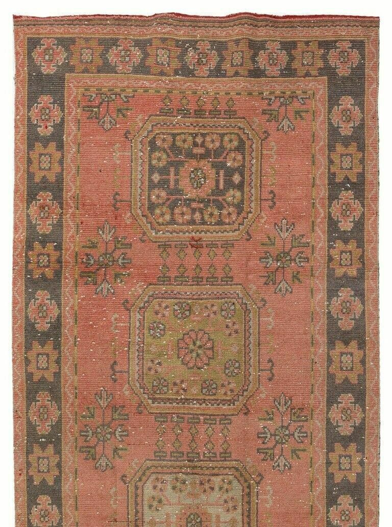 4.3x11.6 Ft Vintage Anatolian Village Runner Rug, Tribal Style Hallway Runner photo furniture