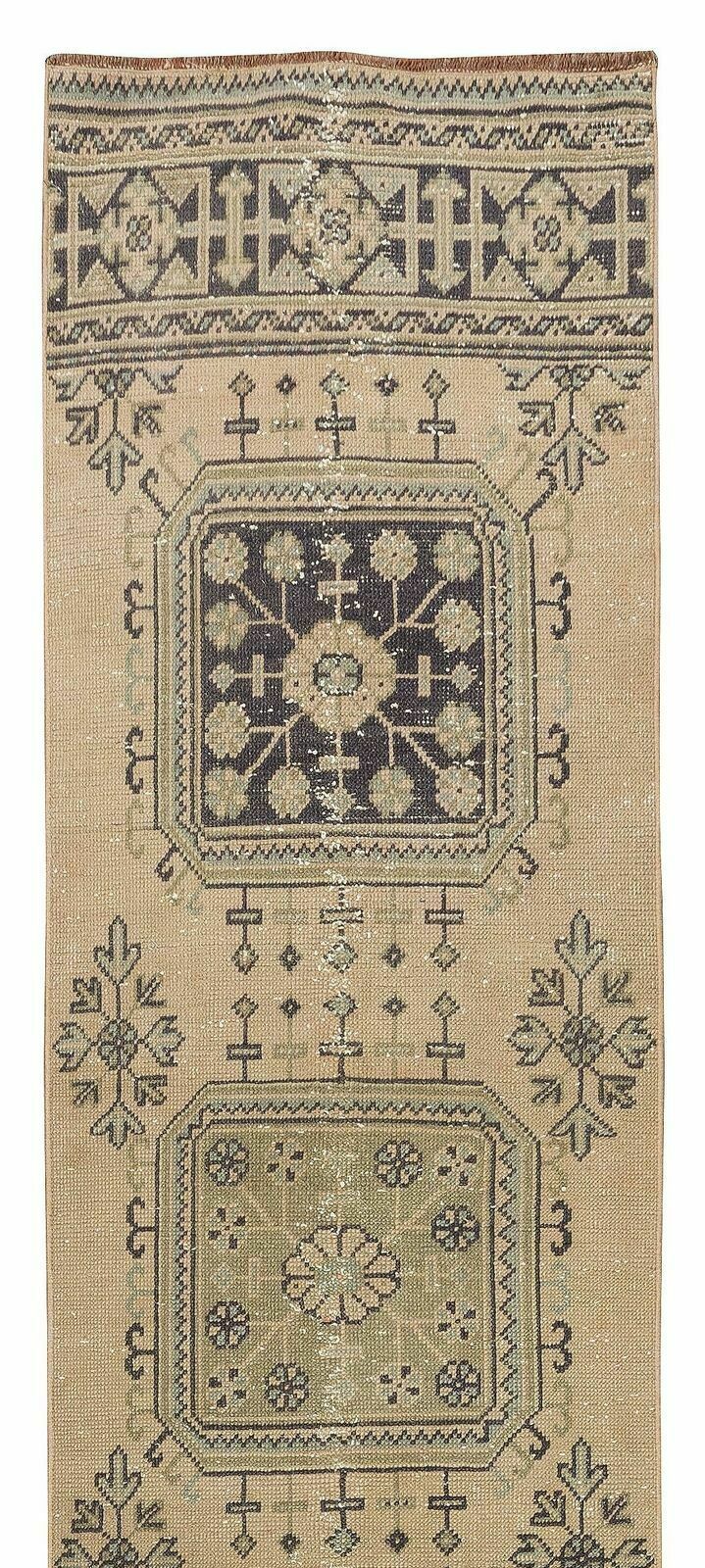 2.6x12.2 Ft One Of A Kind Turkish Runner, Ca 1960, Wool Handmade Rug For Hallway photo Textiles