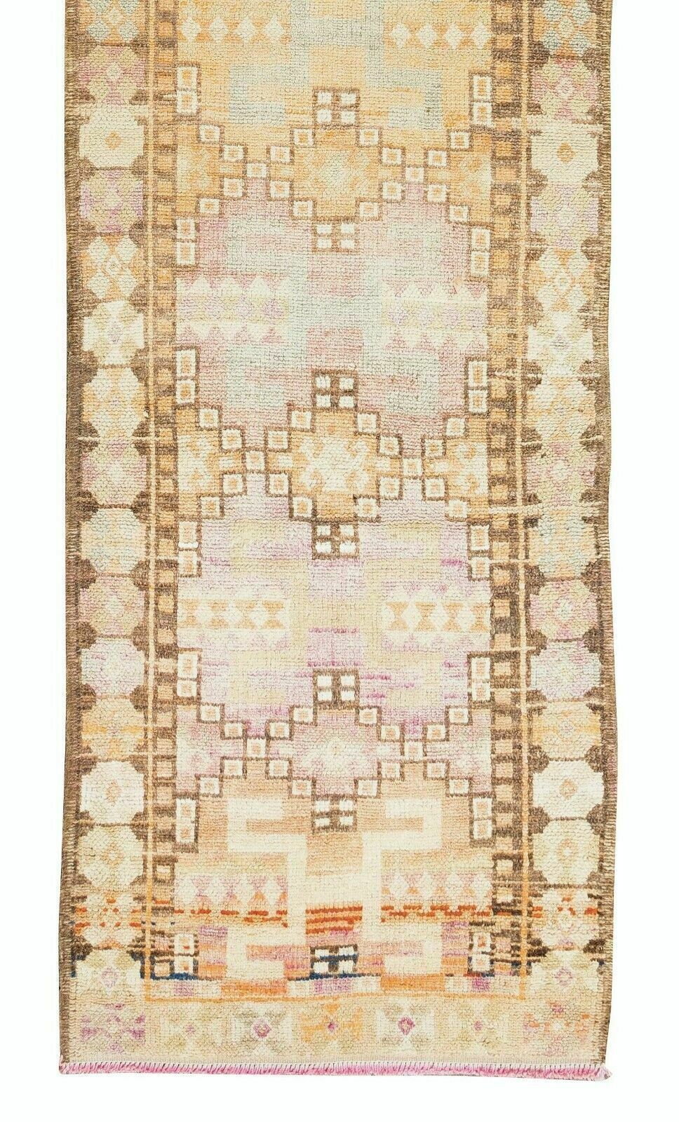 2.9x11.4 Ft Vintage Hand Knotted Anatolian Oushak Runner Rug For Hallway Decor photo 614.0