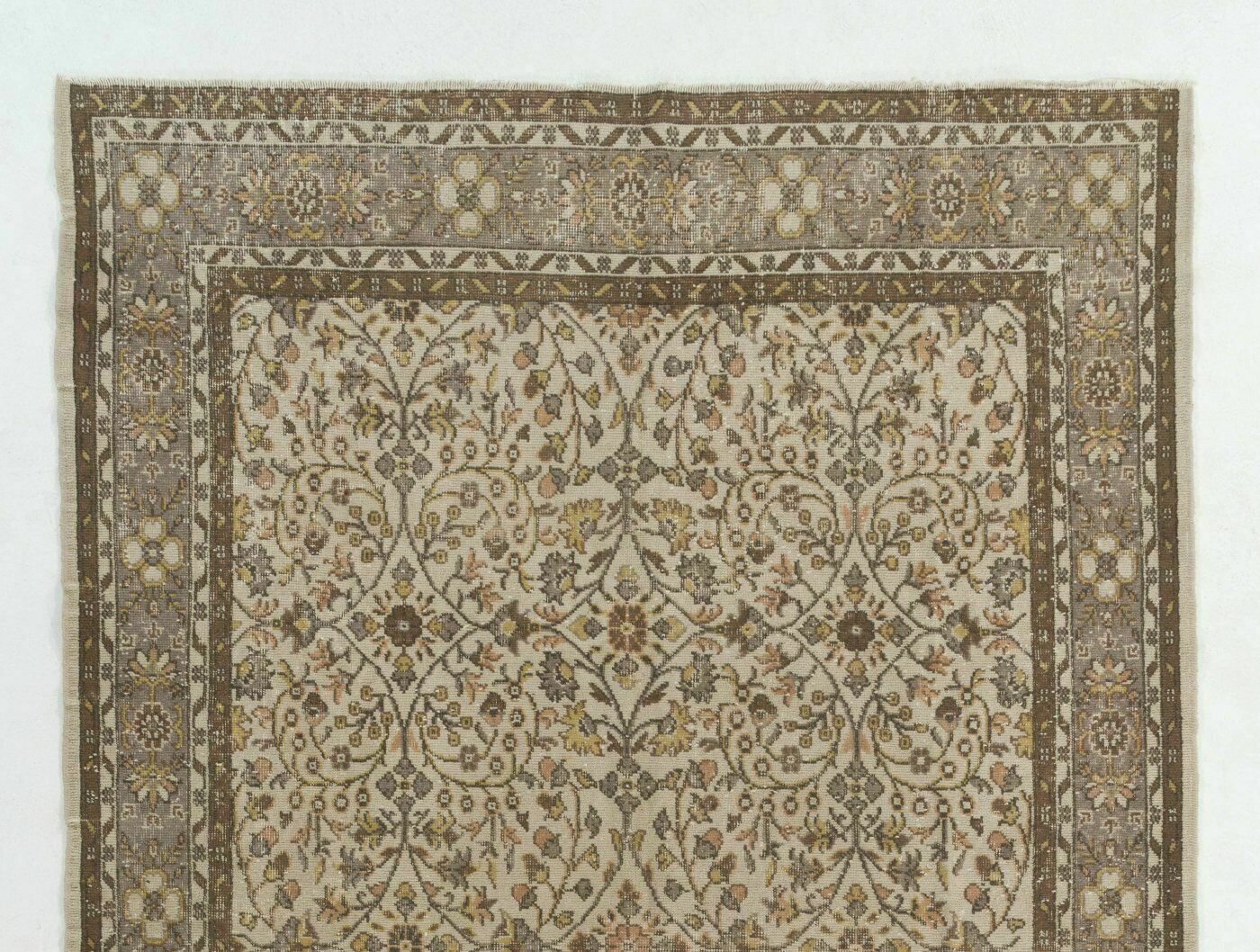 6.6x10.2 Ft Floral Patterned Hand Knotted Vintage Central Anatolian Wool Rug photo furniture