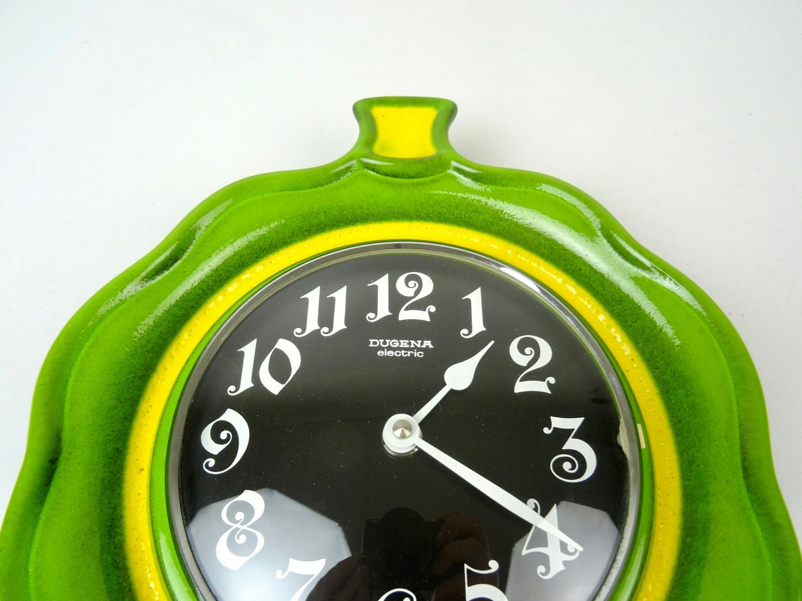 Beautiful Rare 70s Mid Century Green Apple Ceramic Wall Clock By Dugena photo furniture