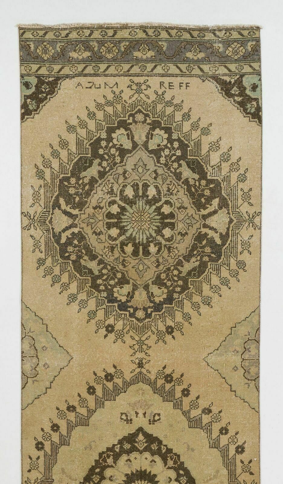 3.3x12.7 Ft Traditional Vintage Anatolian Oushak Runner Rug For Hallway photo furniture