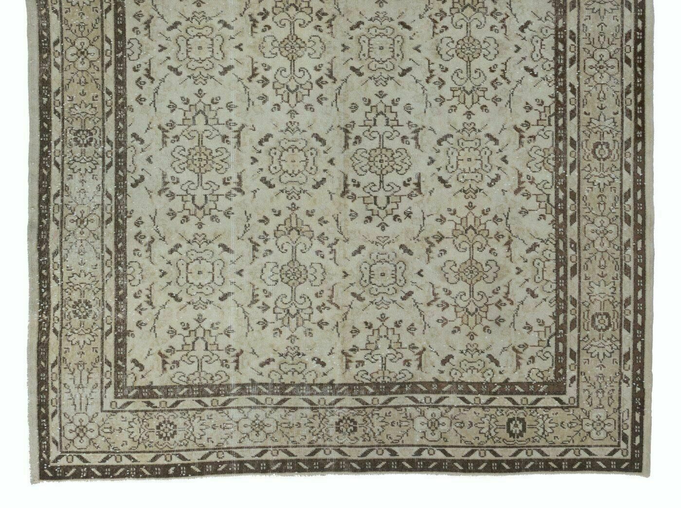 7.2x10.4 Ft Floral Patterned Vintage Turkish Oushak Rug photo for sale