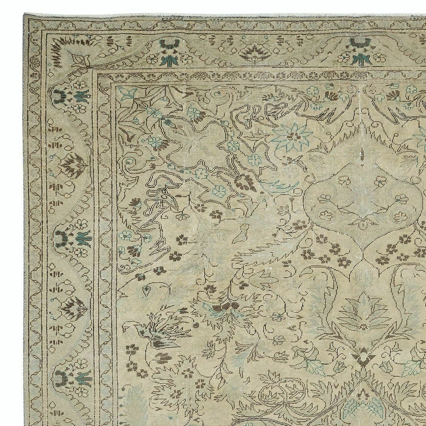 6.6x10.6 Ft One Of A Kind Vintage Area Rug, Handmade Anatolian Carpet In Beige photo Textiles