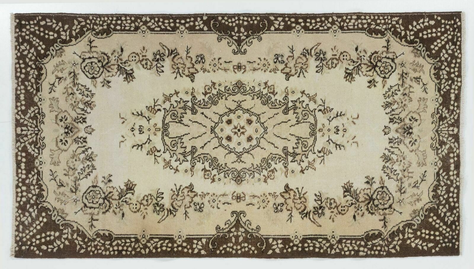 4x7 Ft Hand Knotted Vintage Anatolian Area Rug With Medallion Design photo 247.0