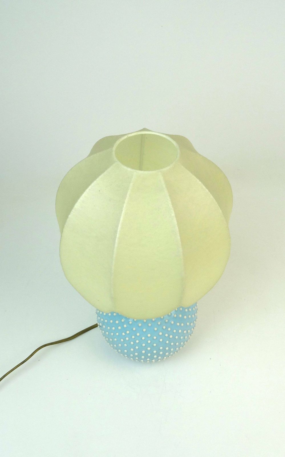 Rare Mid Century Polka Dot Ceramic Cocoon Shade Desk Lamp By Studio Paf Italy 1970 photo vinterior