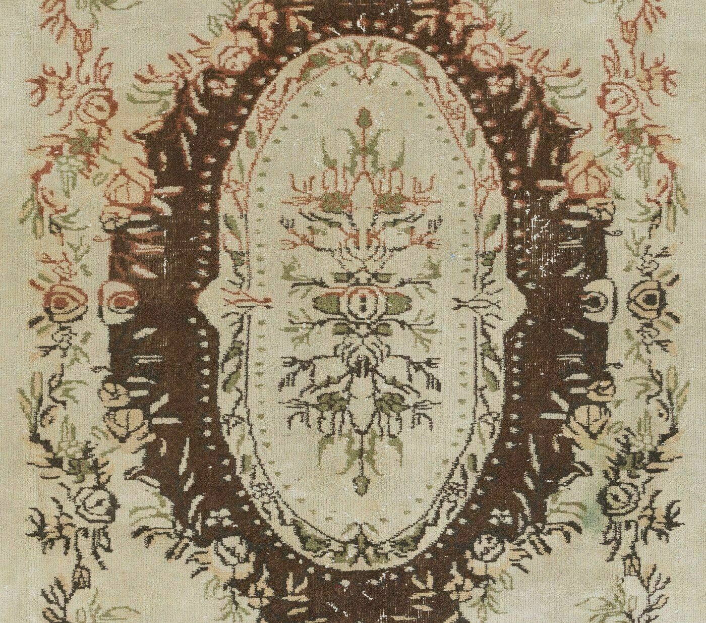 6.7x9.3 Ft Hand Knotted Vintage Oushak Area Rug. Medallion Design Wool Carpet photo Textiles