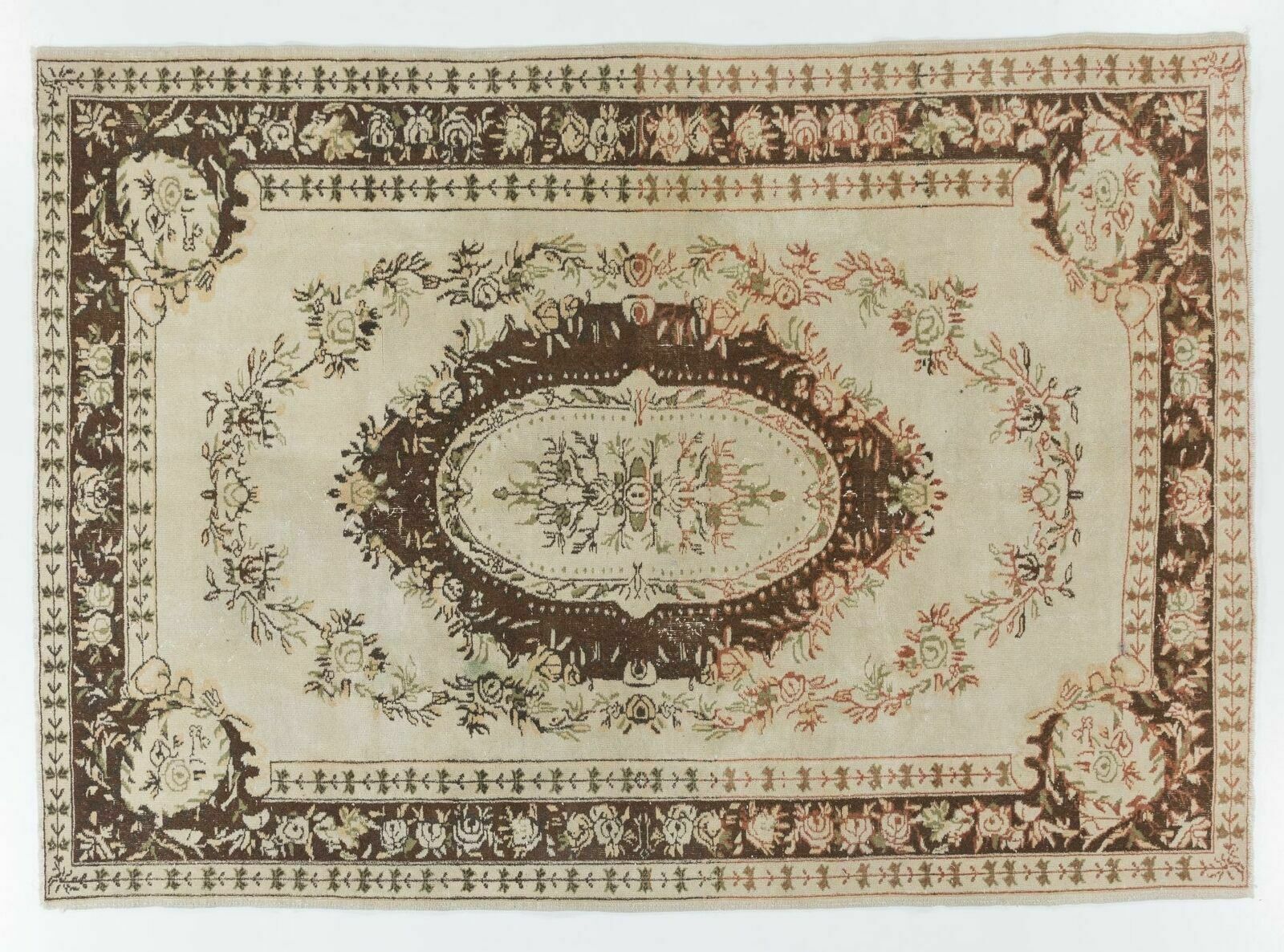 6,7x9,3 ft Handgeknoopt Vintage Oushak Vloerkleed. Medaillon Dessin Wollen Tapijt photo 677.0
