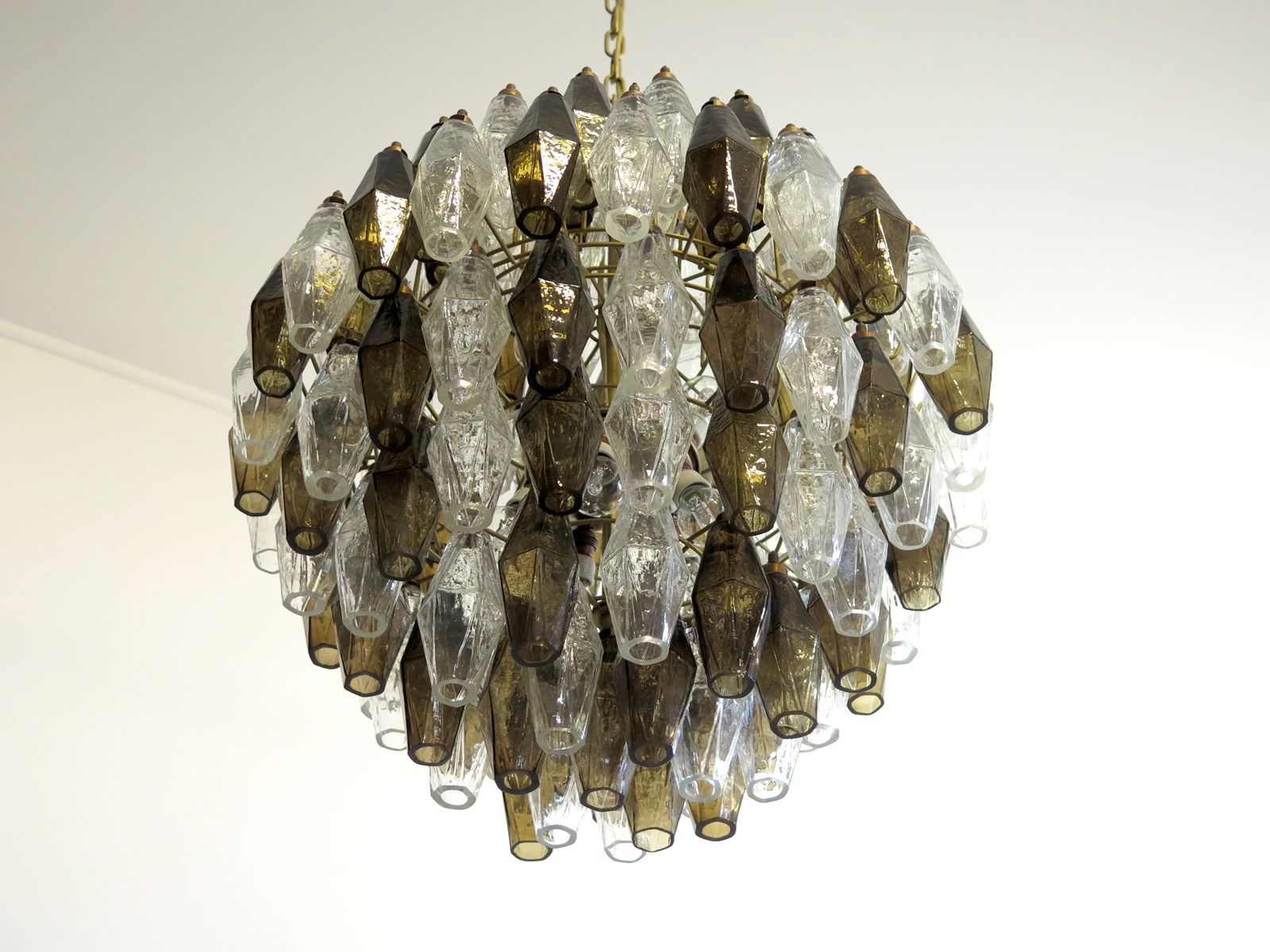 Amazing Spherical Murano Poliedri Candelier   140 Poliedri Trasparent And Smoked photo 2530.0
