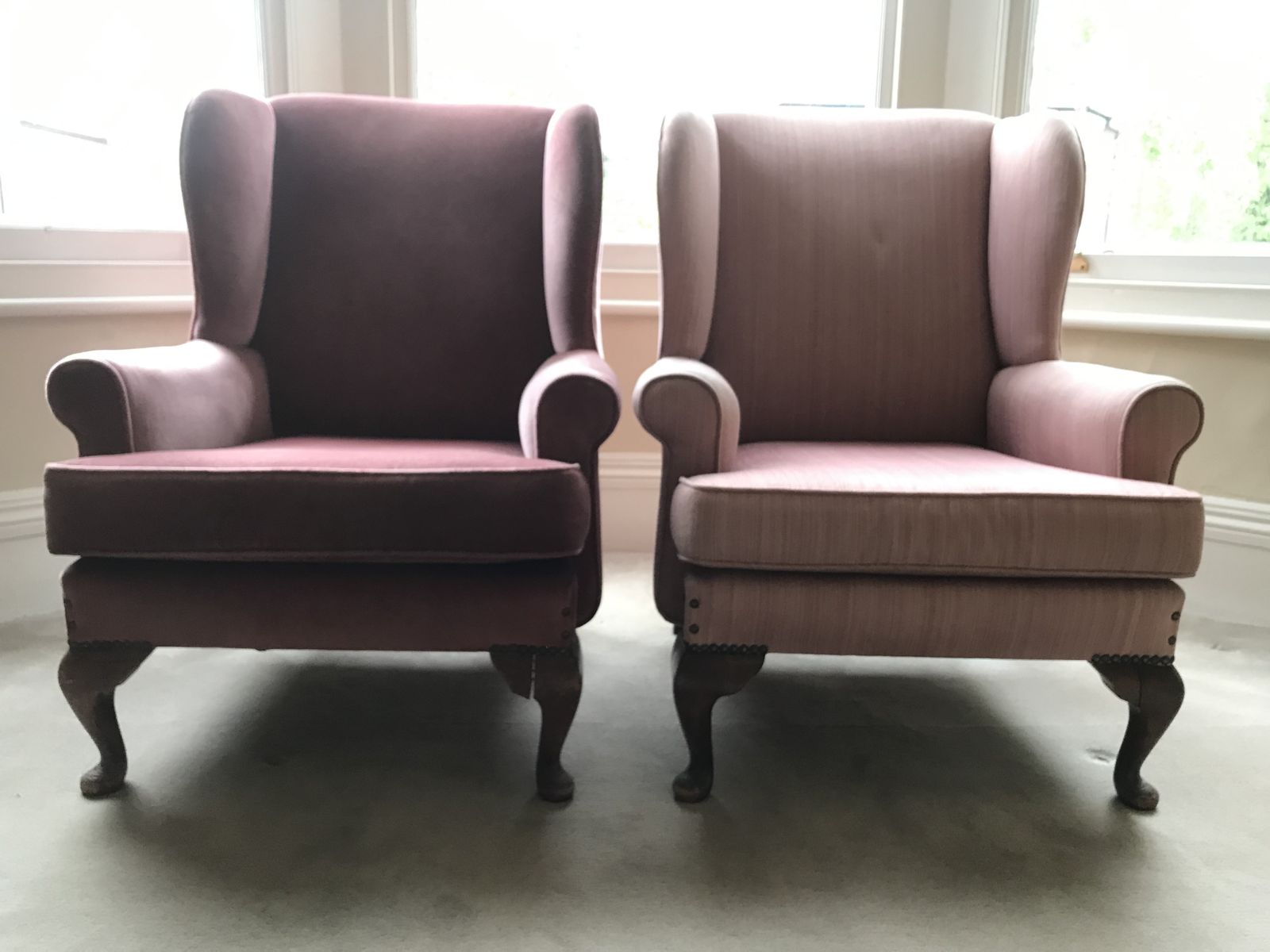 Furniture English 1930's Wingback Armchairs   Set Of Two ( A Pair ) photo