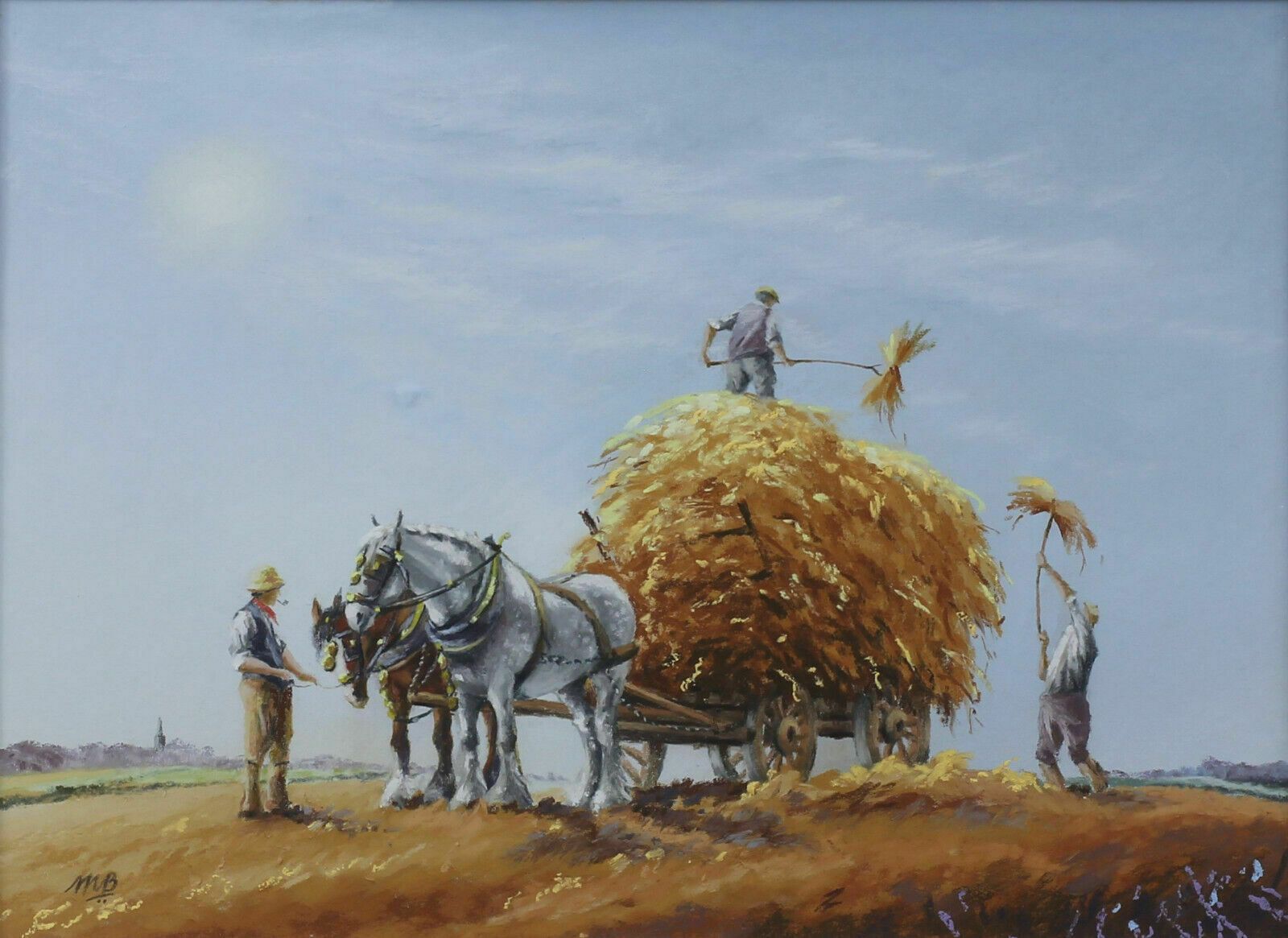 Gouache By Maurice J Bush. Titled "The Last Load" photo furniture
