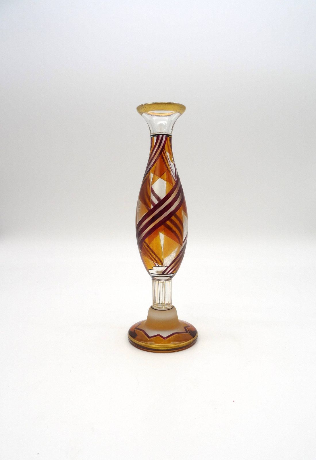 Rare Art Deco Glass Vase By Karl Palda Avantgarde Cubist Enamel Czech 1925