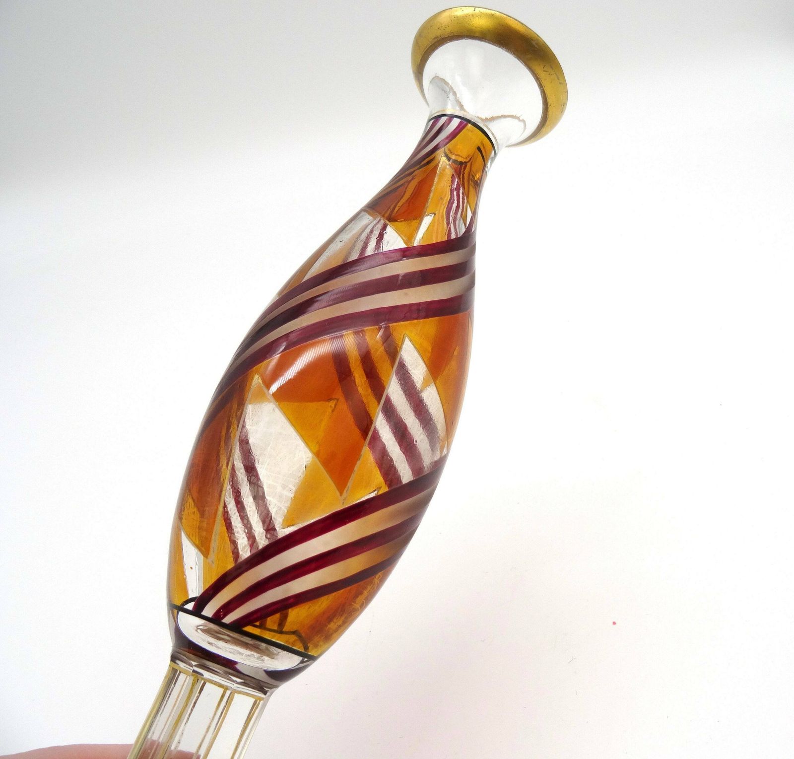 Rare Art Deco Glass Vase By Karl Palda Avantgarde Cubist Enamel Czech 1925 photo Home Decor