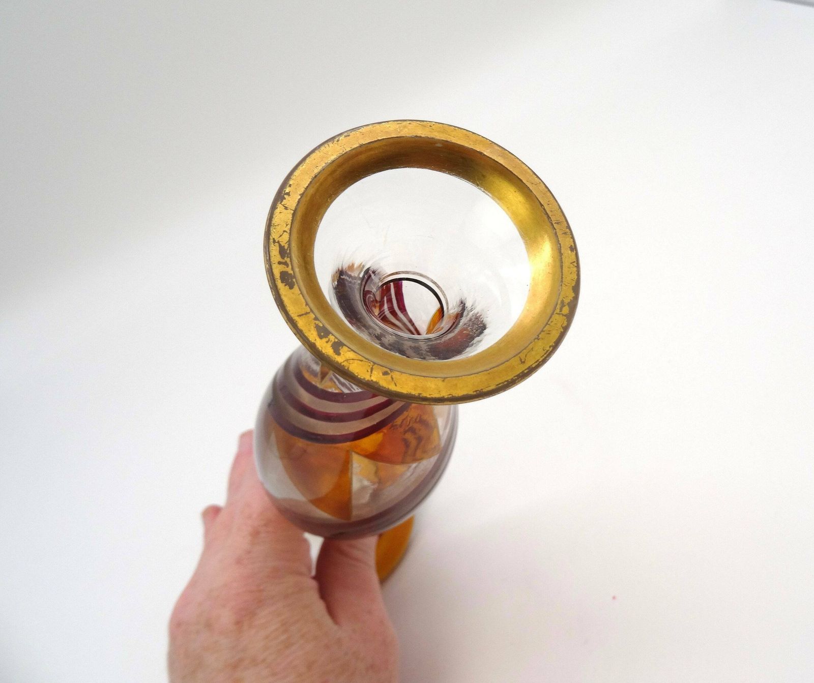 Rare Art Deco Glass Vase By Karl Palda Avantgarde Cubist Enamel Czech 1925 photo 432.0