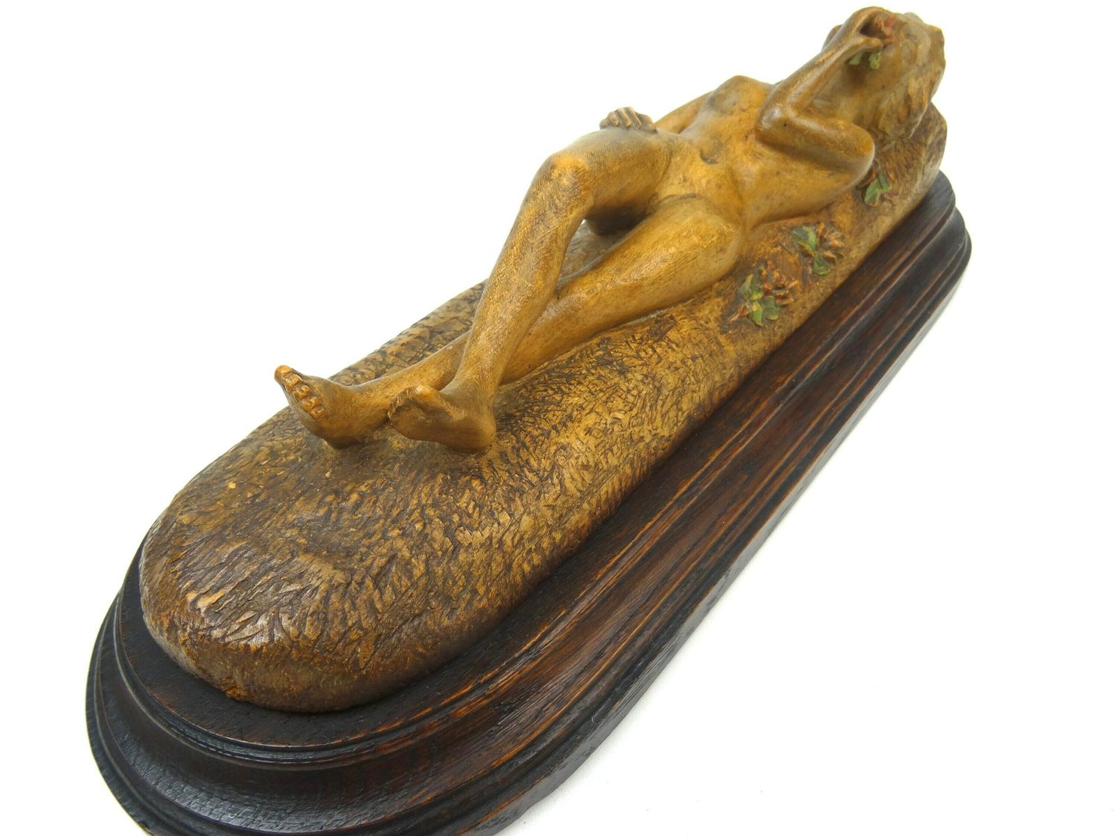Antiek Oostenrijks Houten Sculptuur Van Naakte Vrouw Met Rozen, Handgesneden, Art Nouveau, Ca. 1890, Gesigneerd A. Stejer photo buy