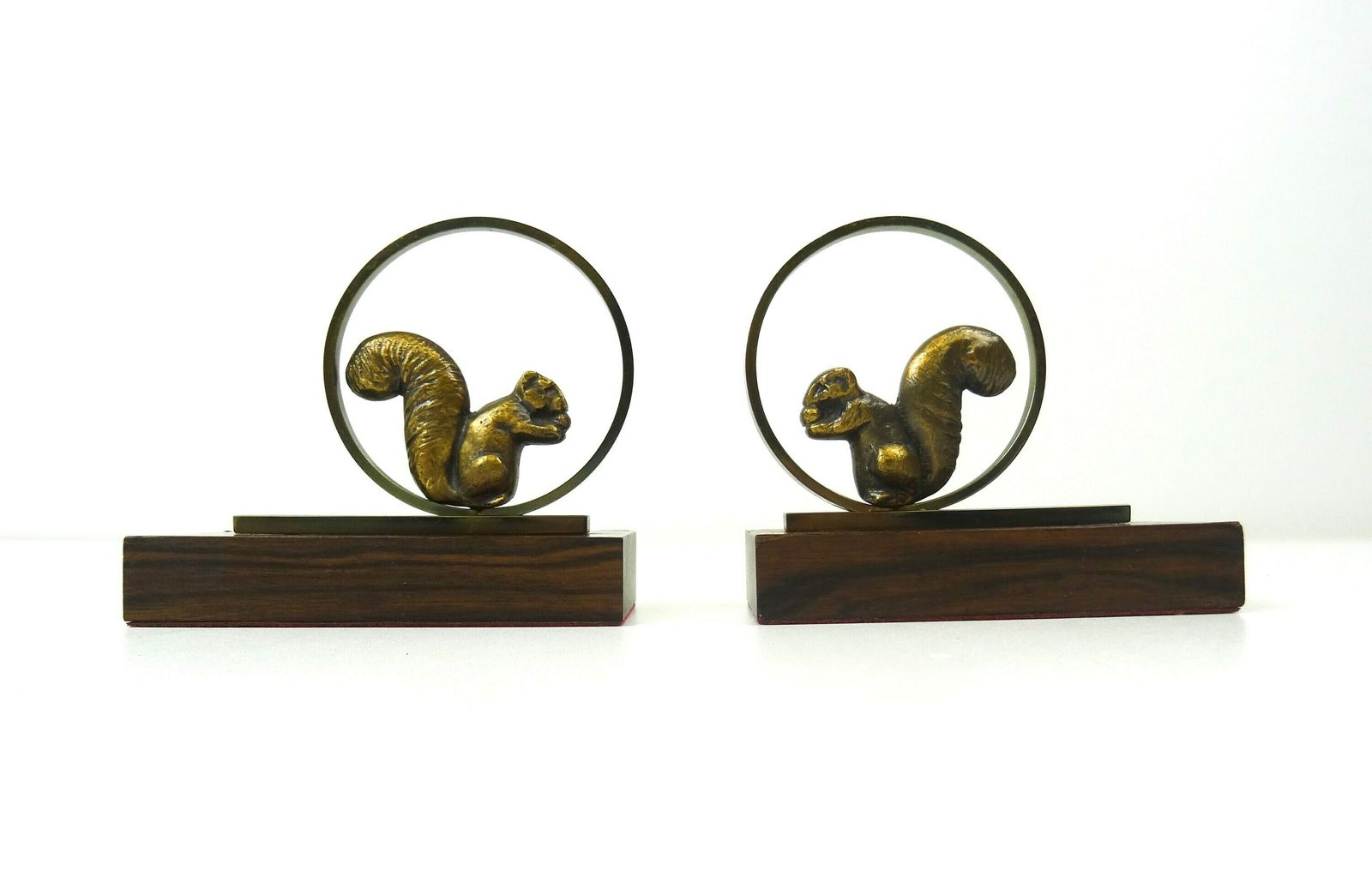 Rare Lovely Art Deco Bronze Squirrels Bookends photo vinterior