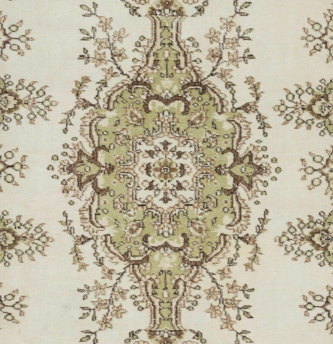5x8.6 Ft Mid Century Handmade Turkish Oushak Rug With Medallion Design photo Textiles