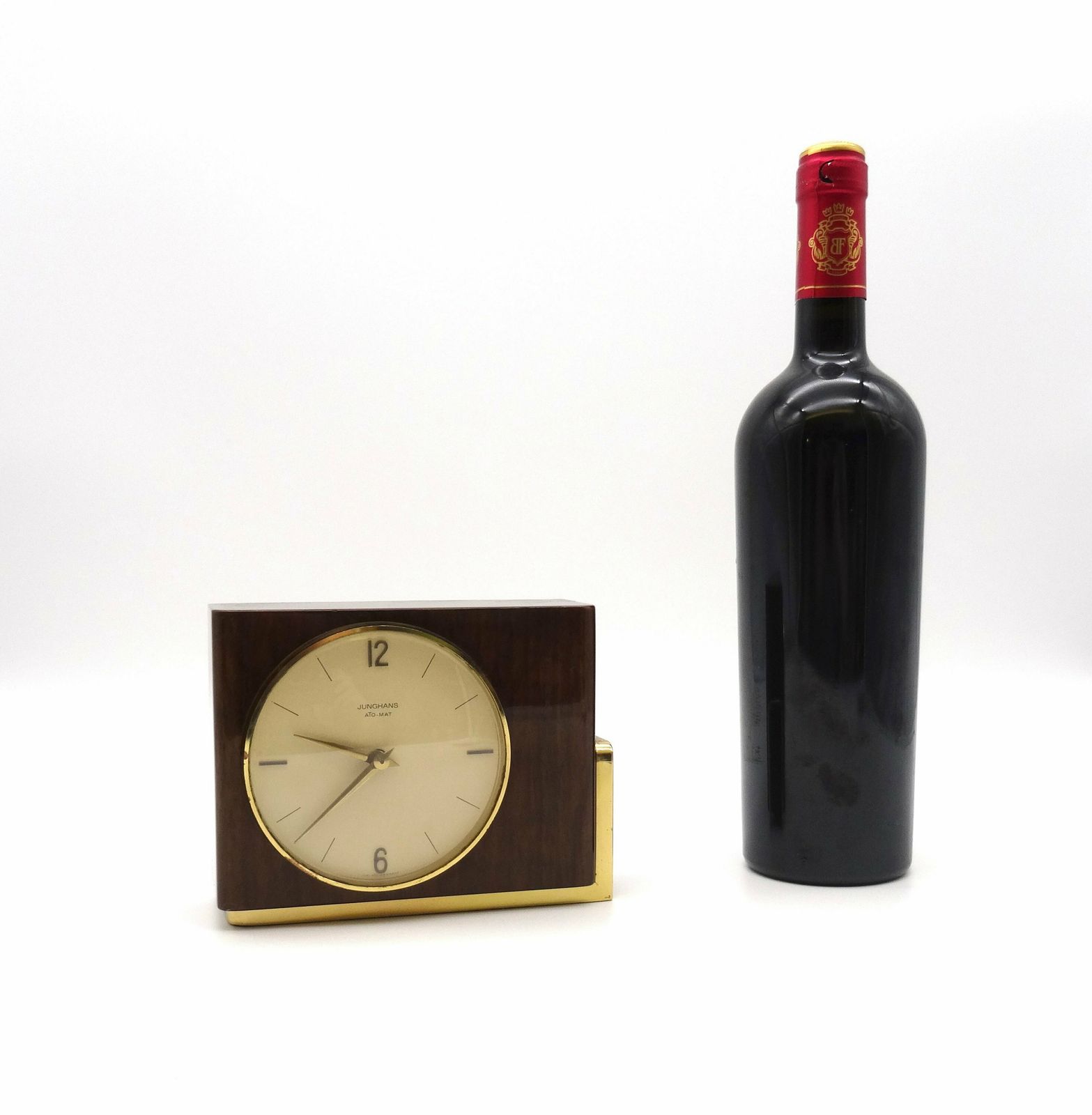 Rare Minimalist Mid Century Teak Desk Clock By Junghans Ato Mat photo vinterior
