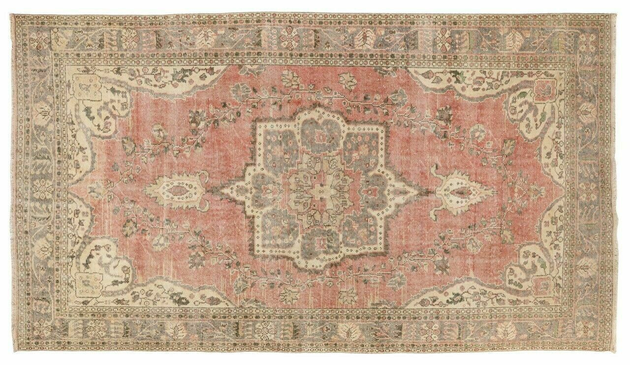 5.7x9.8 Ft Vintage Anatolian Village Area Rug, Woolen Hand Knotted Carpet photo for sale
