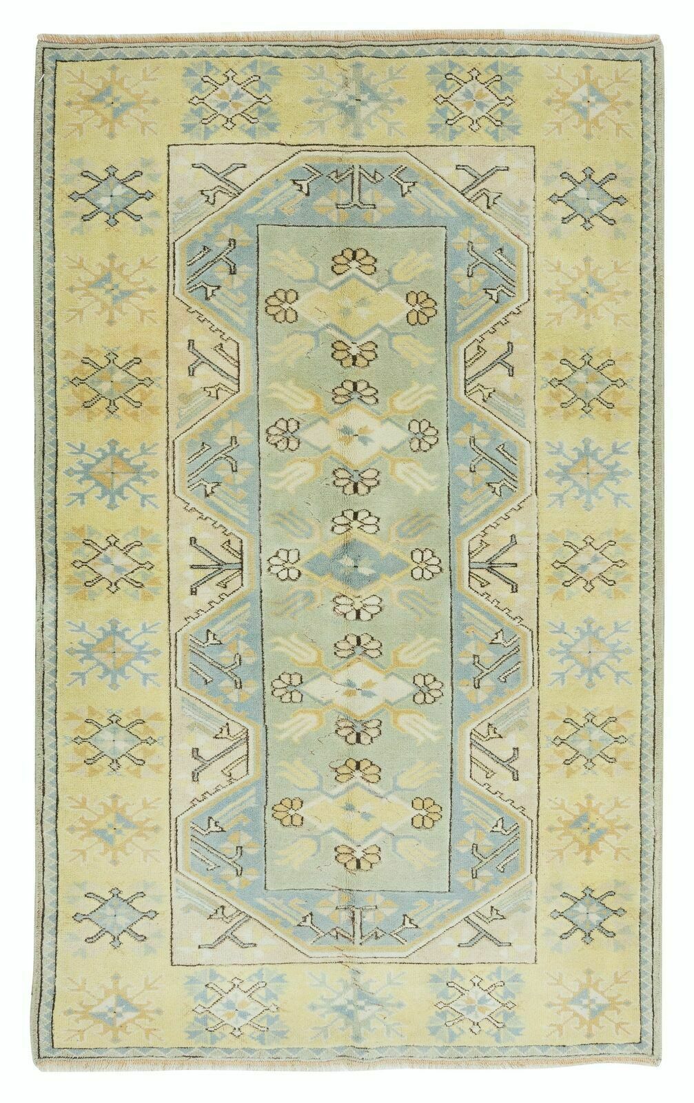 4x6.5 Ft Hand Knotted Vintage Turkish Milas Rug, 100% Wool