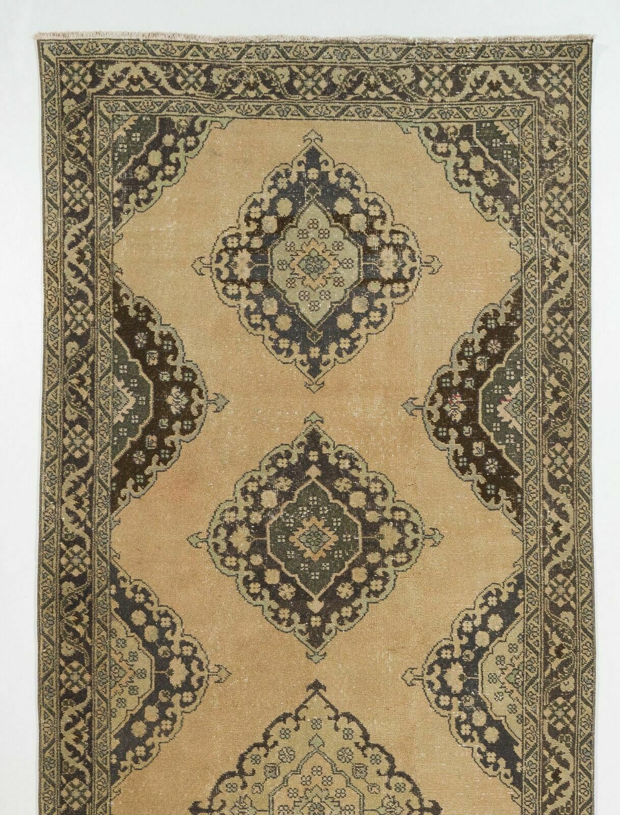 4.7x13 Ft Vintage Turkish Oushak Runner. Hand Knotted Rug For Hallway photo furniture