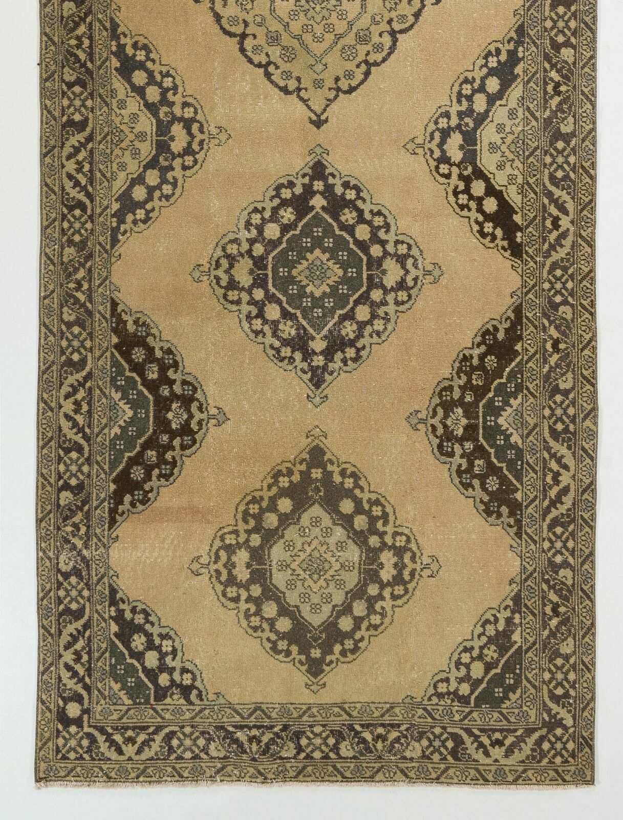 4.7x13 Ft Vintage Turkish Oushak Runner. Hand Knotted Rug For Hallway photo for sale