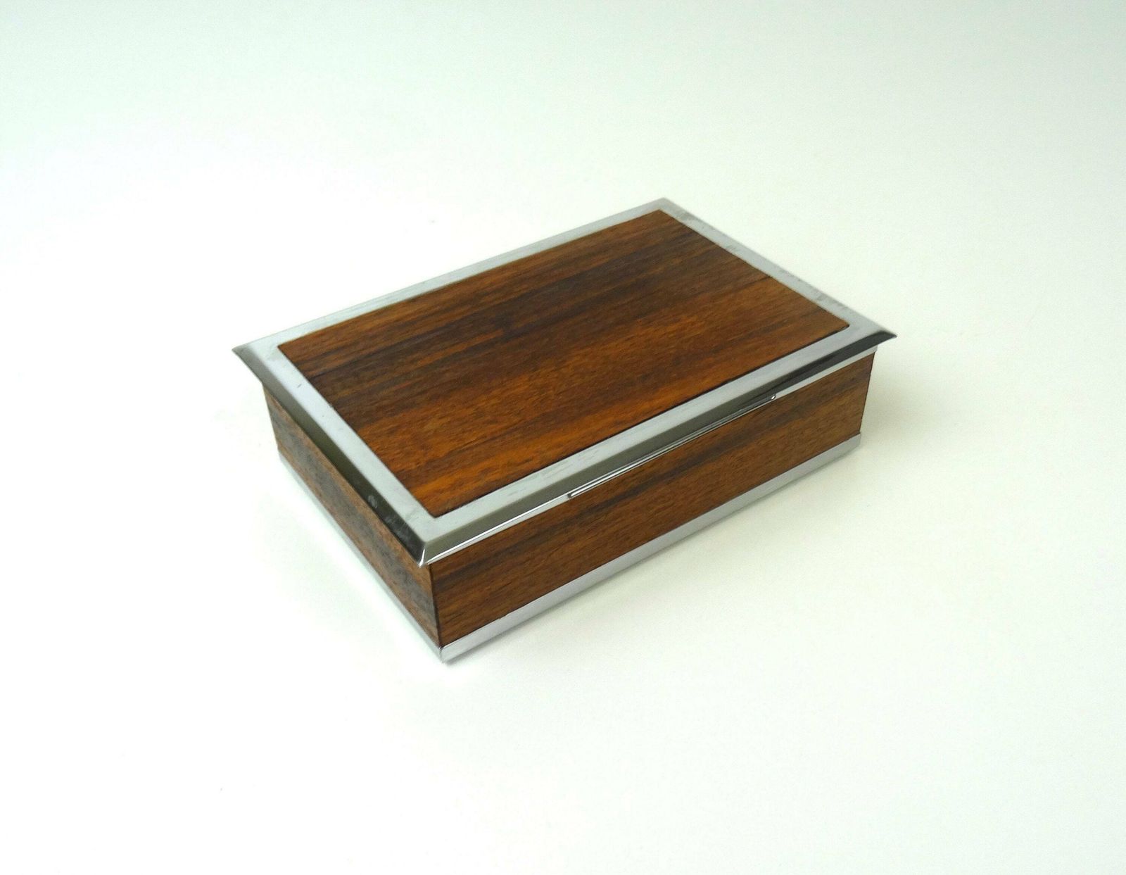 Rare Mid Century Vintage Teak & Chrome Jewelry Box By Erhard And Sons photo 324.0