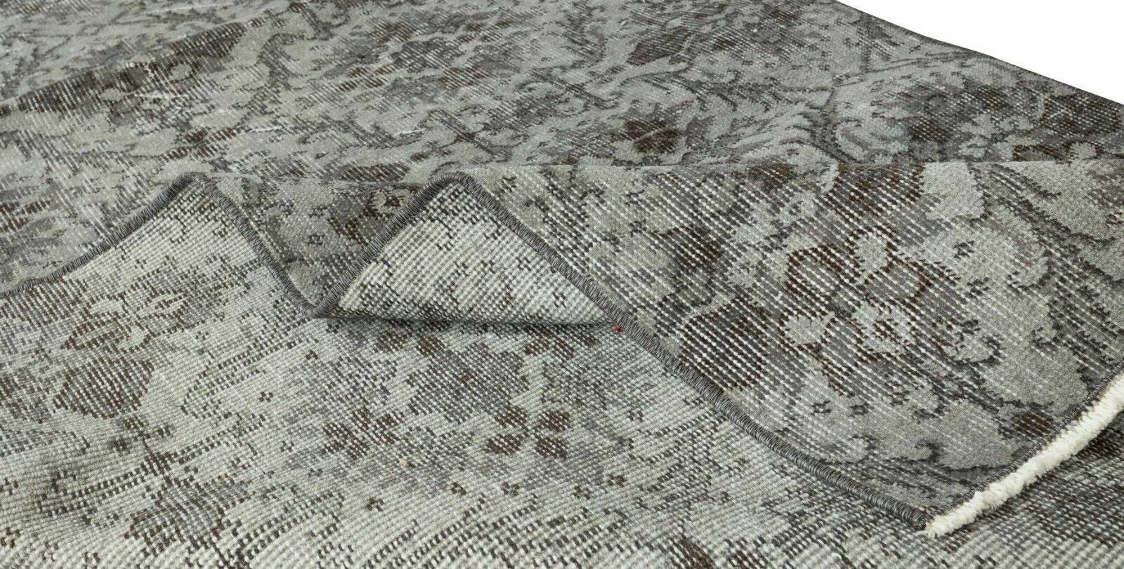 3.7x6.8 Ft Vintage Handmade Turkish Deco Wool Rug, Floral Pattern Floor Covering photo for sale