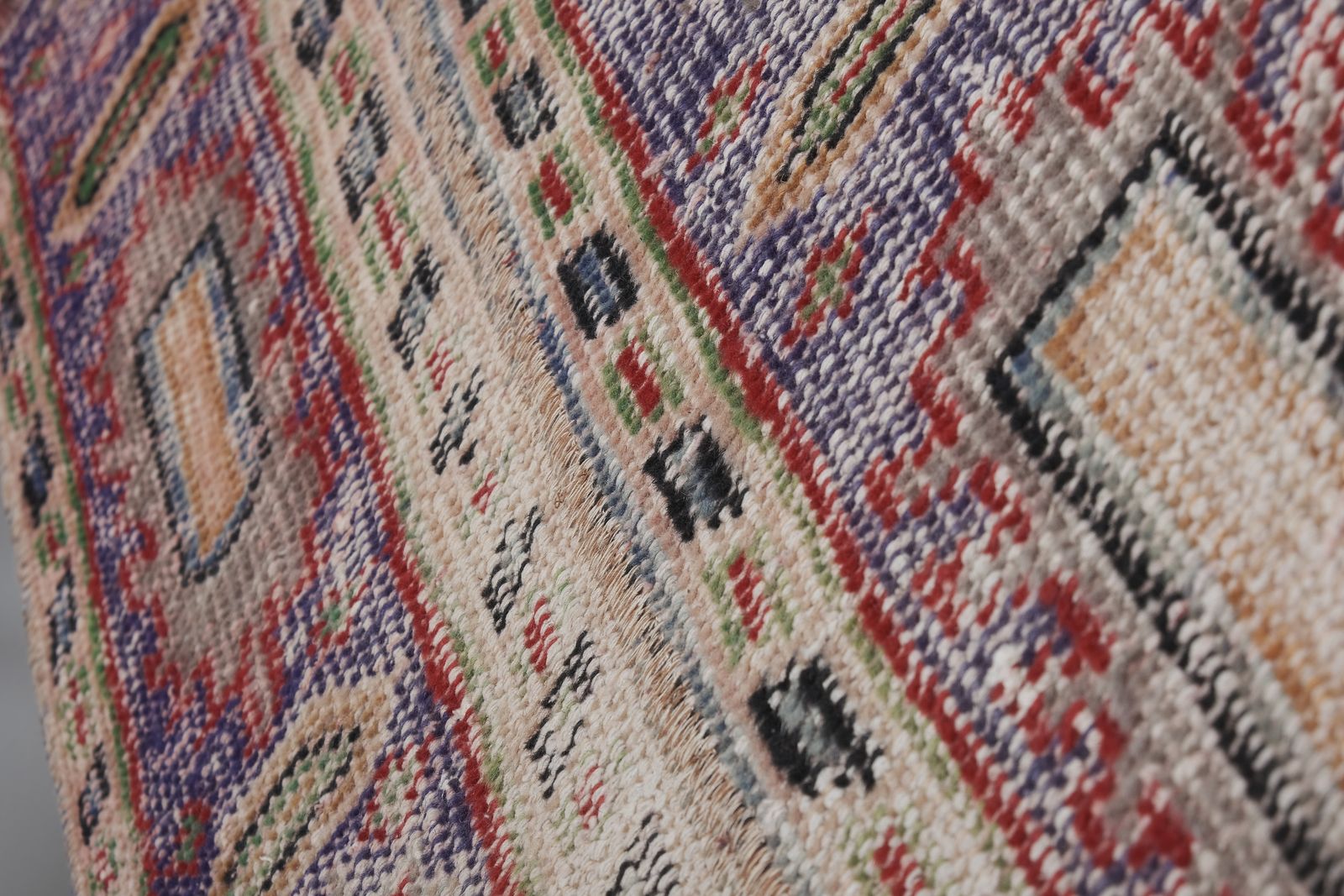 Hand Knotted Kurdish Tribal Low Pile Runner photo buy