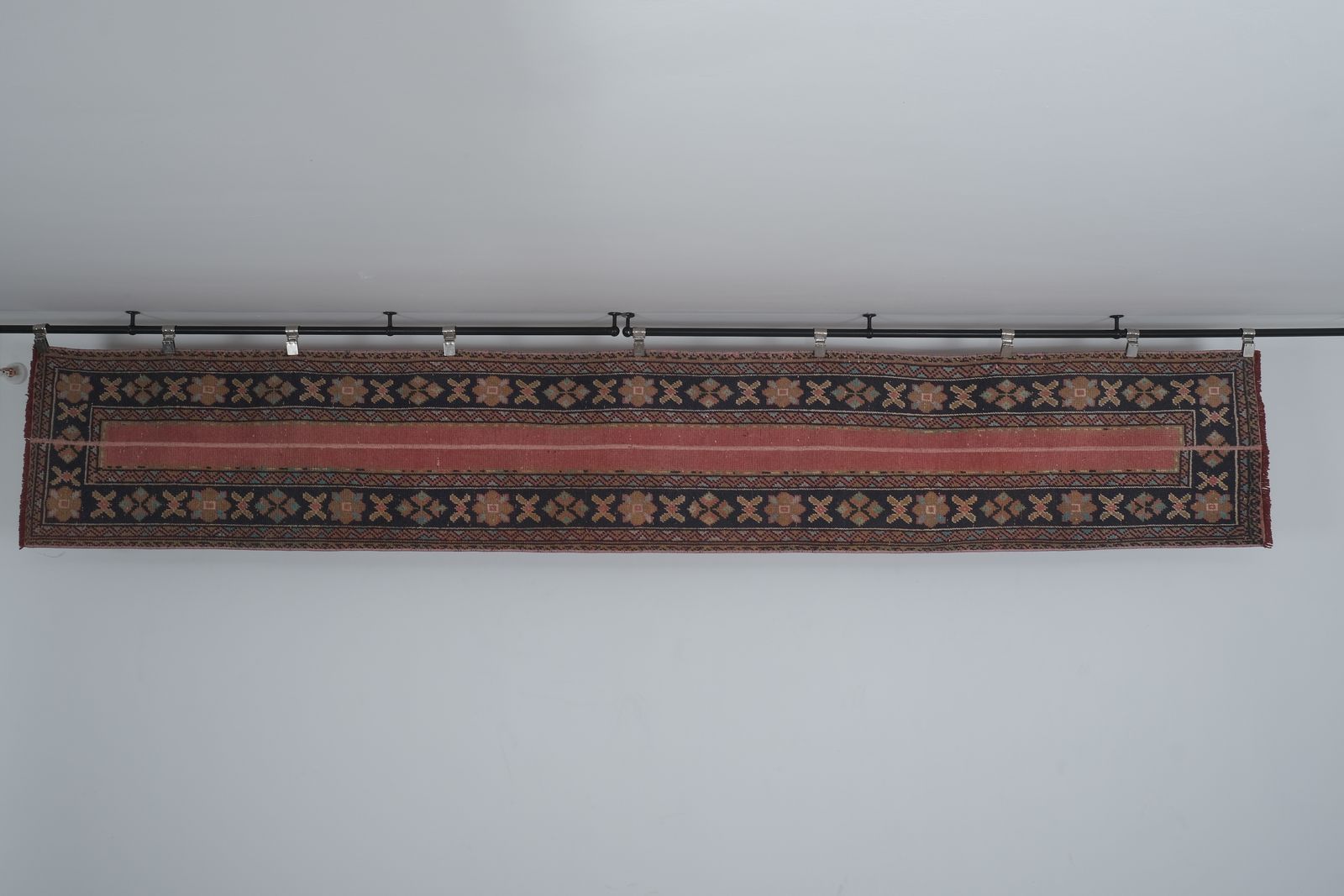 Vintage Geometric Design Turkish Anatolian Runner Rug 2'' X 12'4'' photo vintage