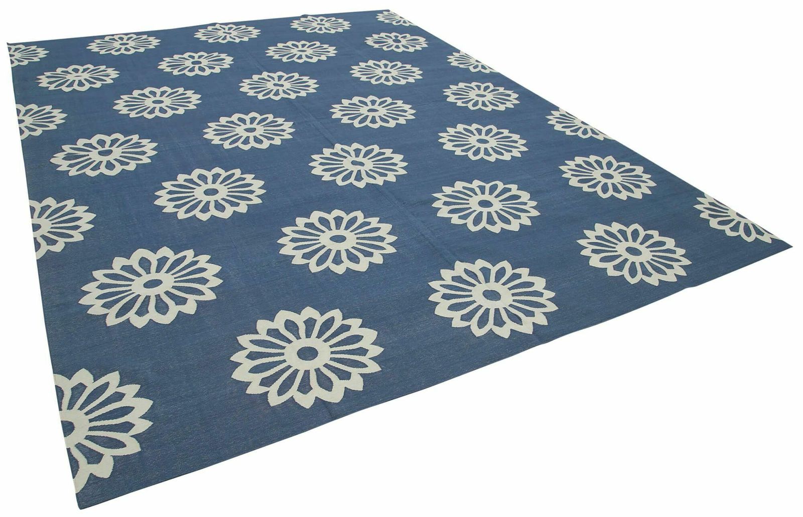 9x12 Blue Dhurrie Rug, Late 20th Century photo furniture