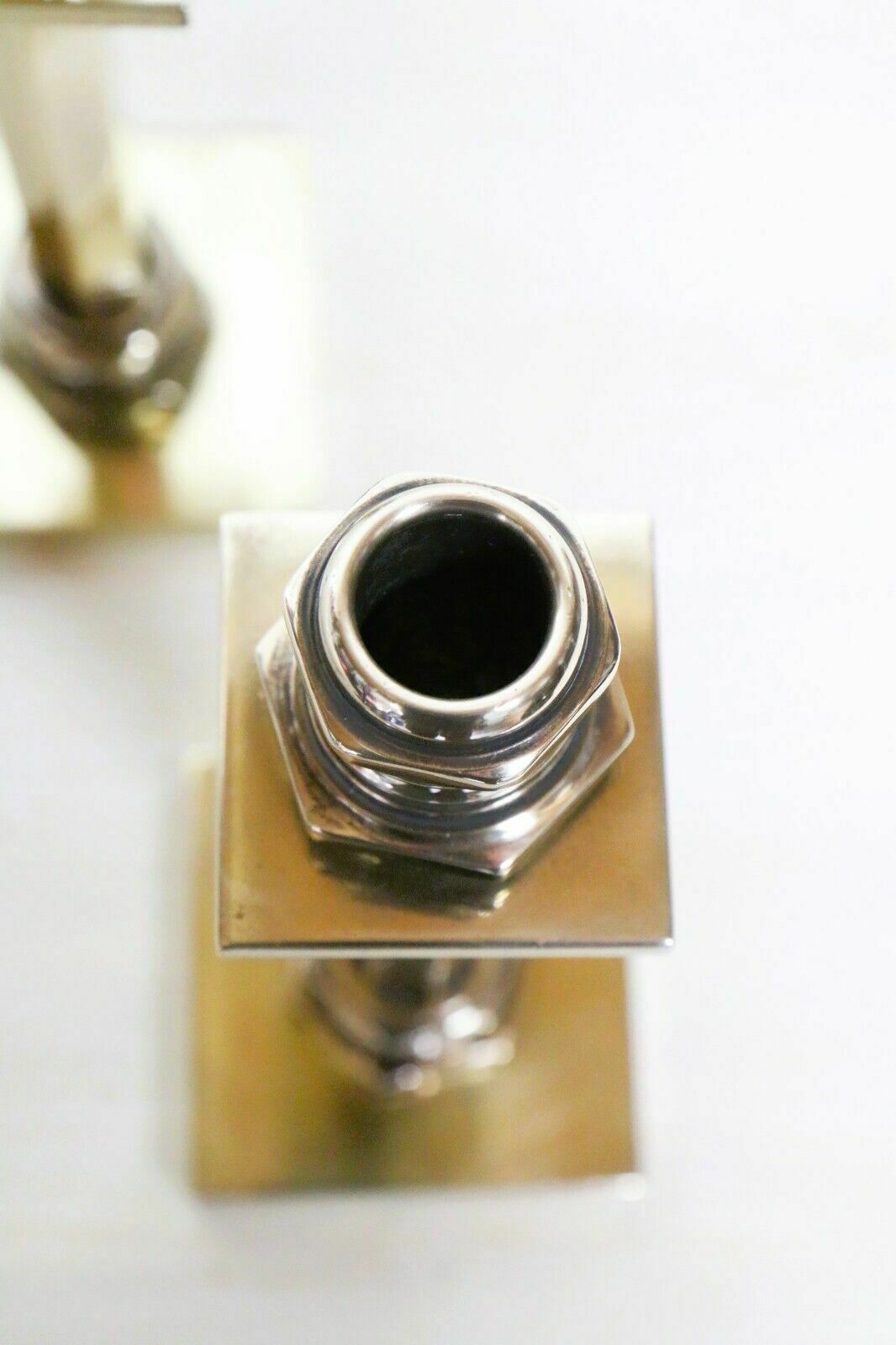 Home Decor Candlesticks A Pair Of Art Deco Machine Age Brass Antique Candle Sticks photo