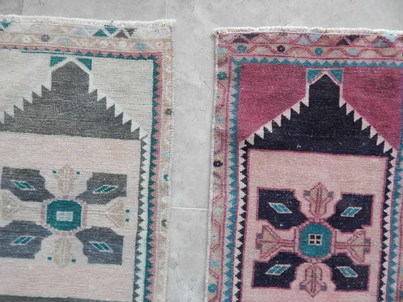 Traditional Handwoven Oushak Wool Yastik Rug 1'7" X 2'11"   Set Of Two photo furniture