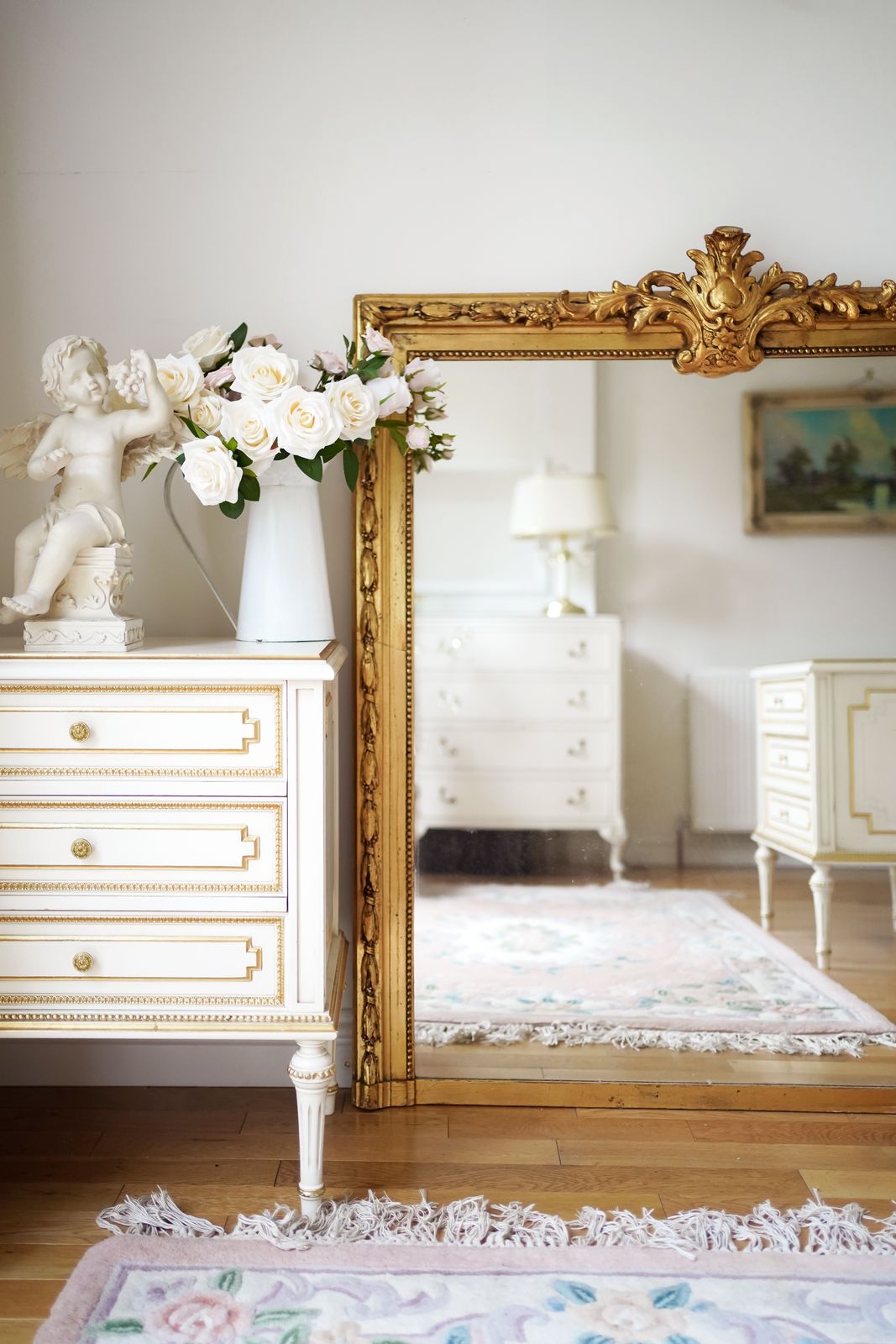 French Antique Large Mirror Gilt Camel Crested Louis XV photo furniture