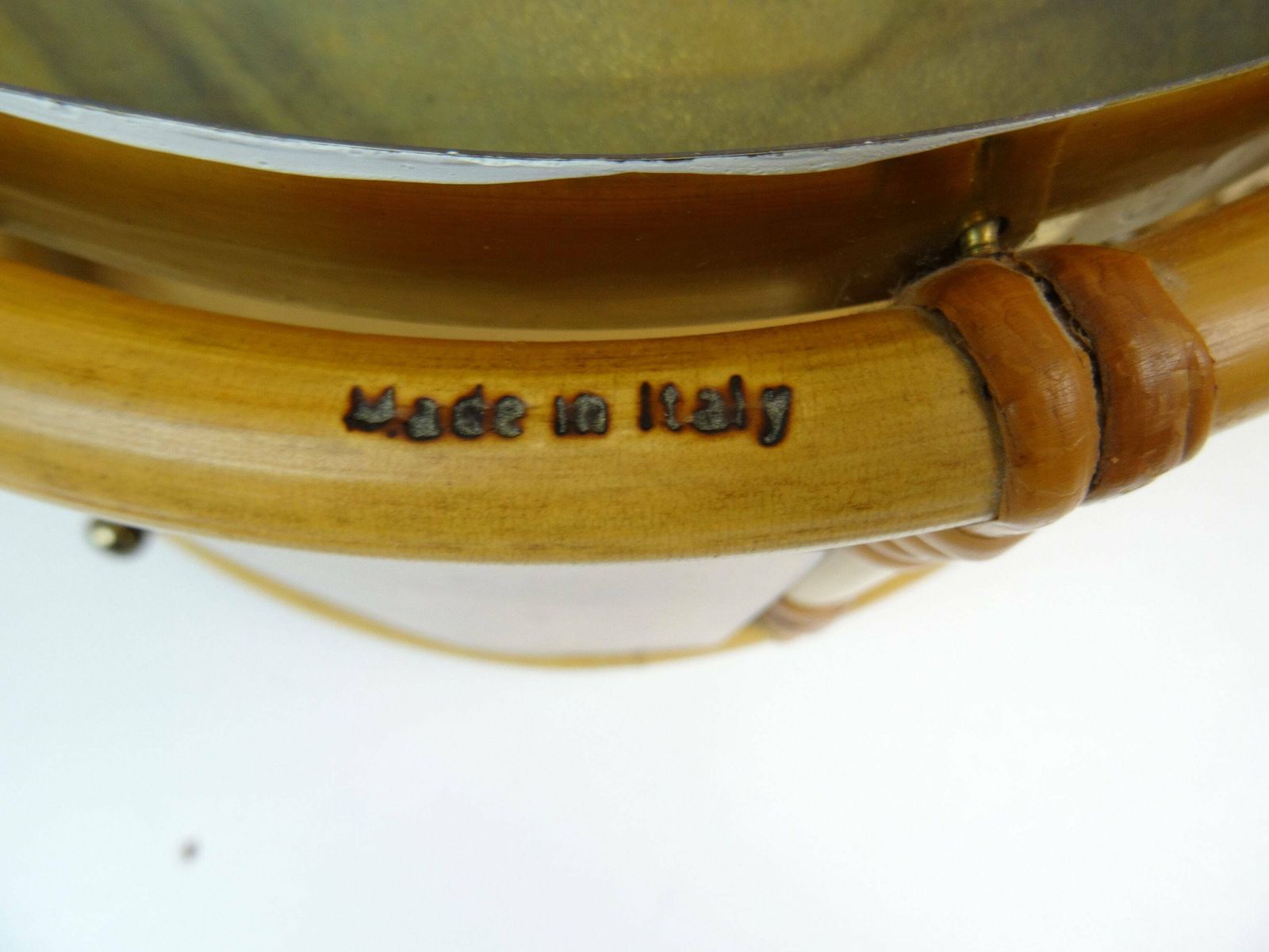 Beautiful Hollywood Regency Bamboo Glass Brass Ceiling Lamp Italy 1960 photo vinterior
