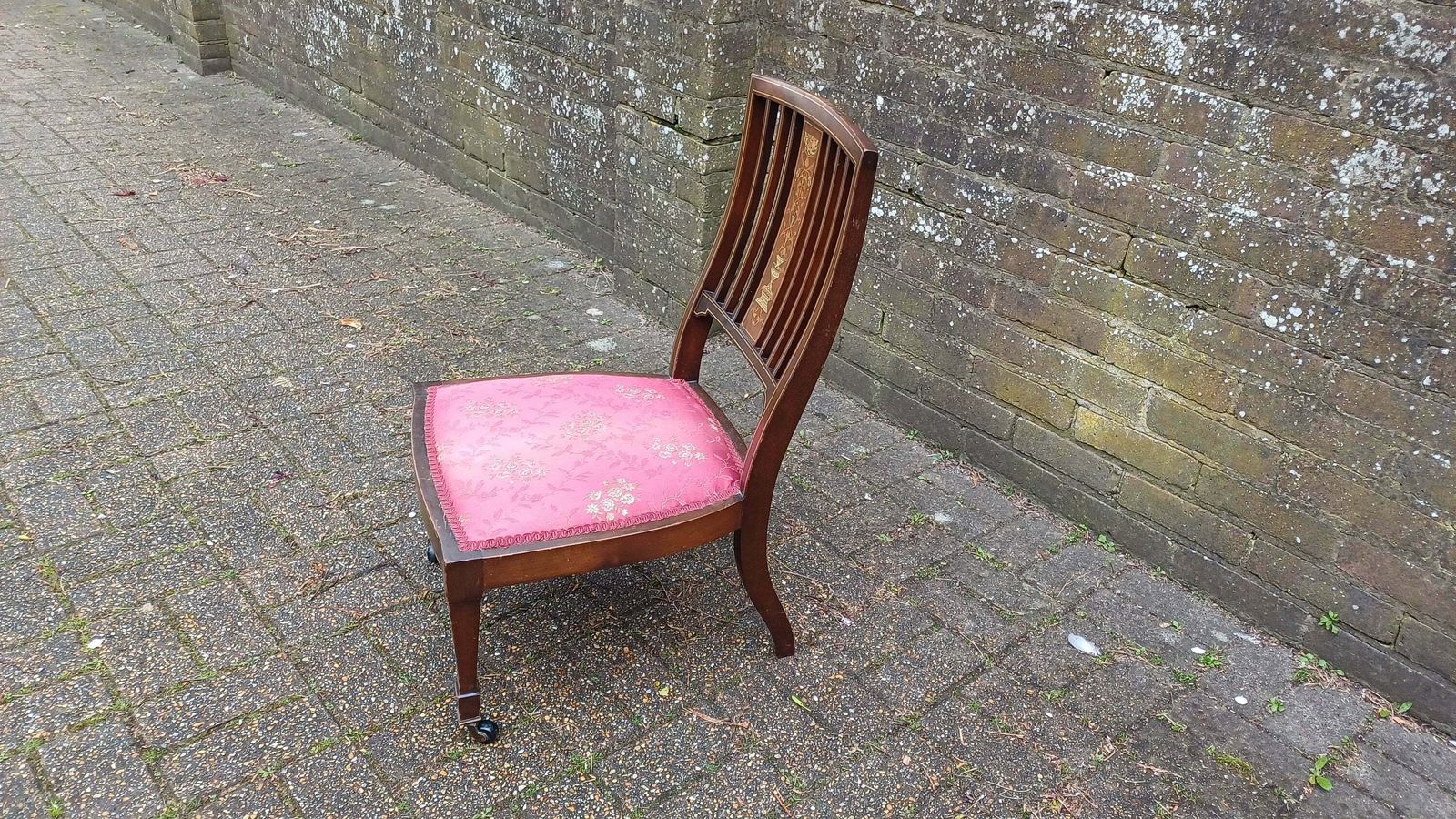 Vintage Inlaid Upholstered Occasional Bedroom Chair Vgc photo furniture