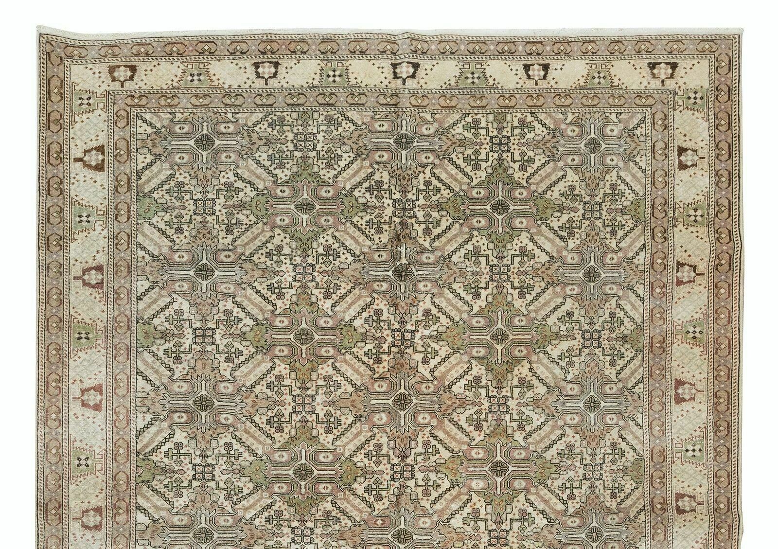 6.3x9.4 Ft Handmade Turkish Area Rug, Vintage Floral Wool Carpet photo Textiles