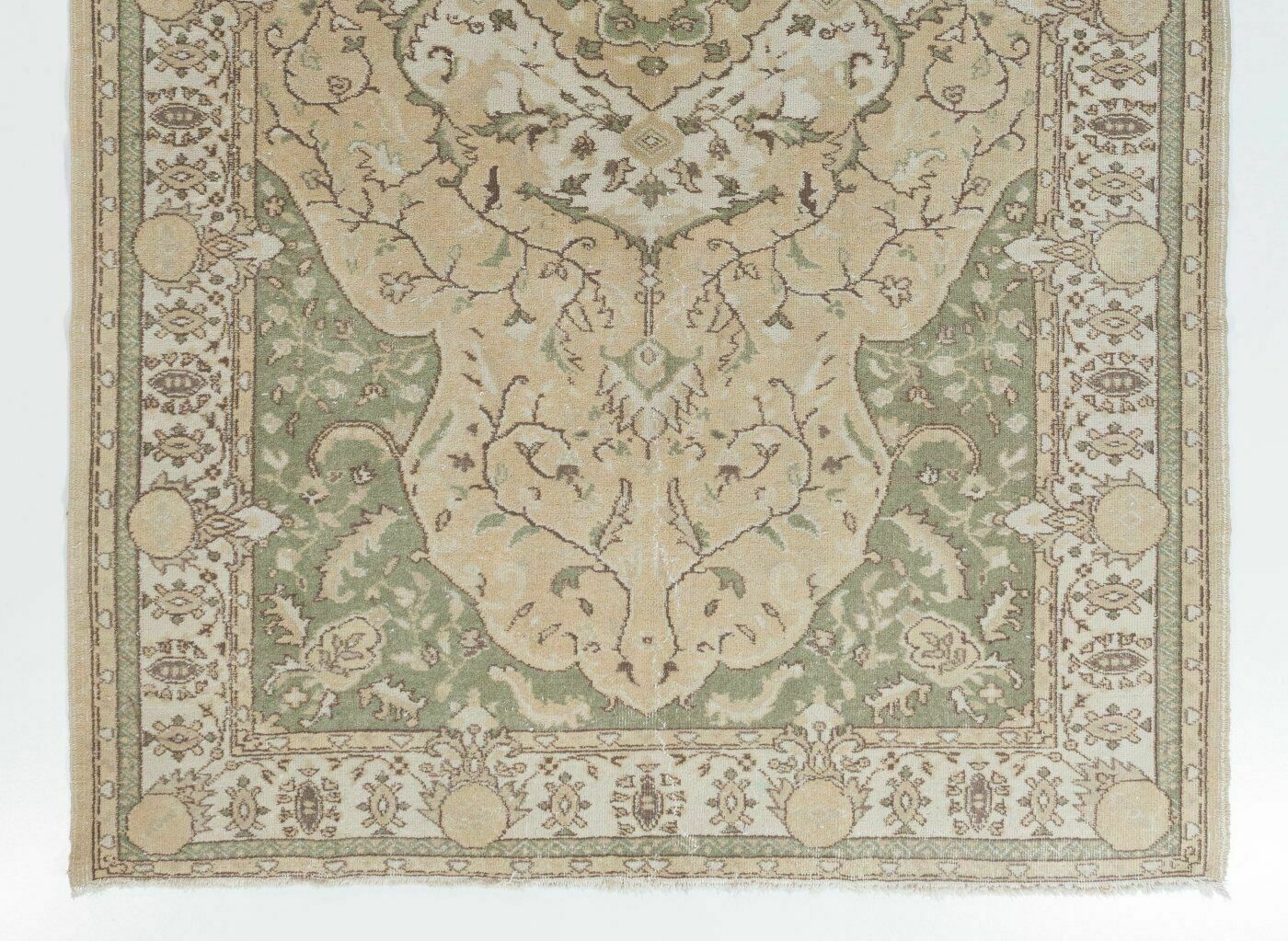 6.4x10 Ft Vintage Hand Knotted Oushak Area Rug With Medallion Design photo for sale