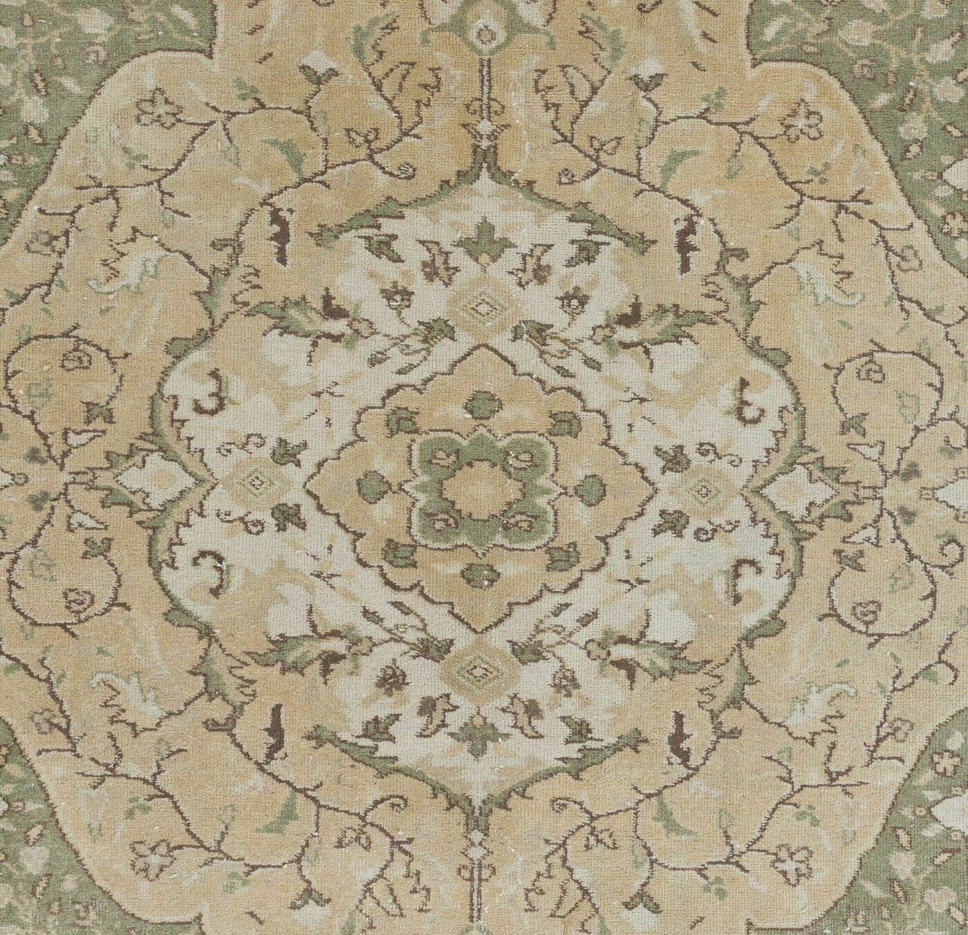 6.4x10 Ft Vintage Hand Knotted Oushak Area Rug With Medallion Design photo Textiles
