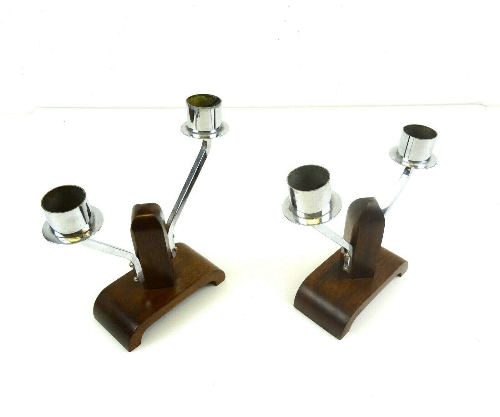 Stunning Pair Of Avant Garde Art Deco Bauhaus Candlesticks photo 195.0