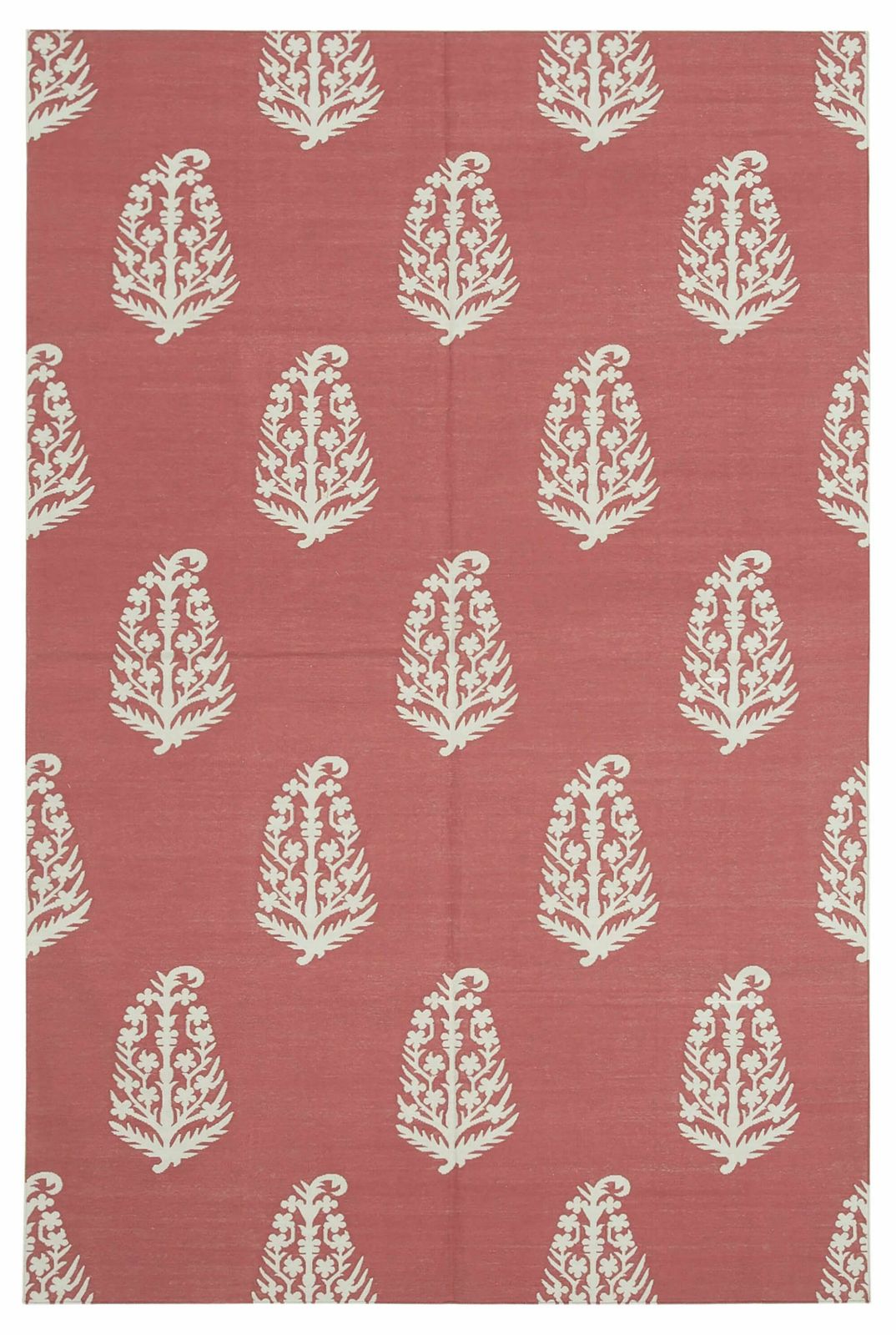 6x9 Red Dhurrie Rug, Oriental