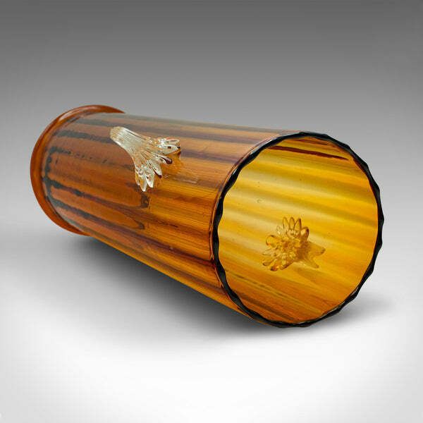 Tall Vintage Ribbed Vase, French, Art Glass, Flower Sleeve, Art Deco, Circa 1930 photo vinterior
