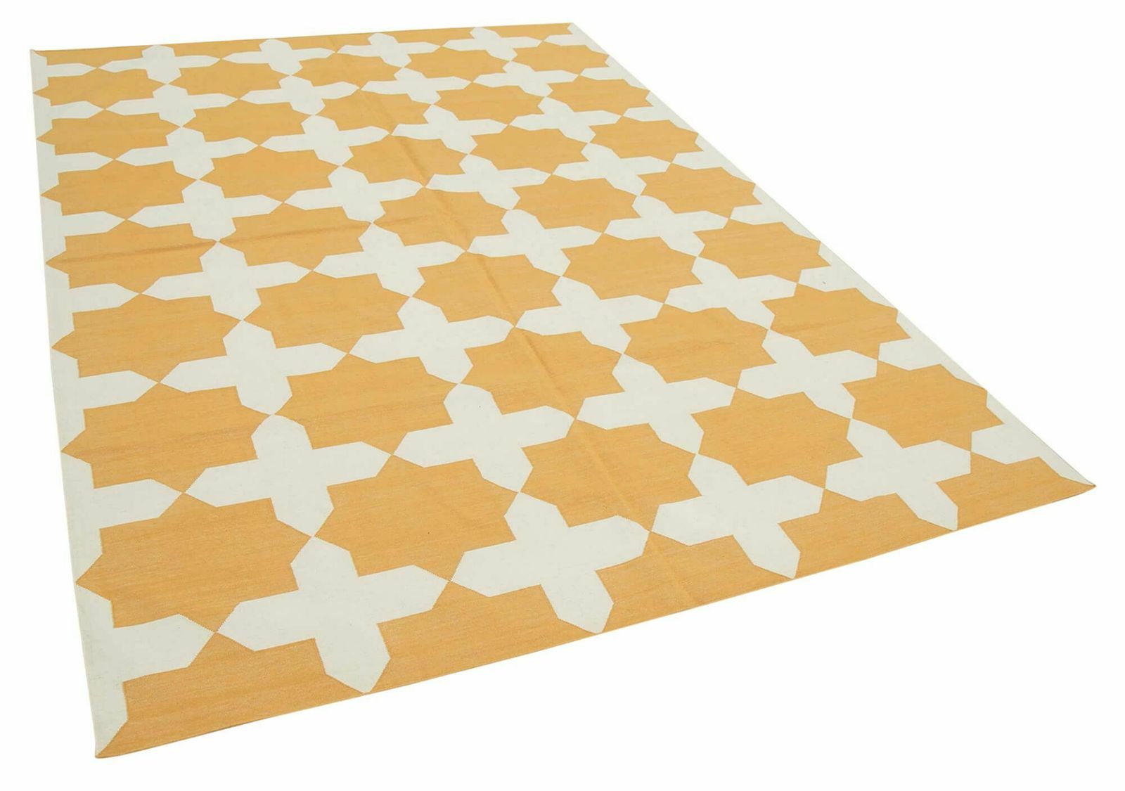 6x9 Yellow Dhurrie Rug, Oriental photo furniture