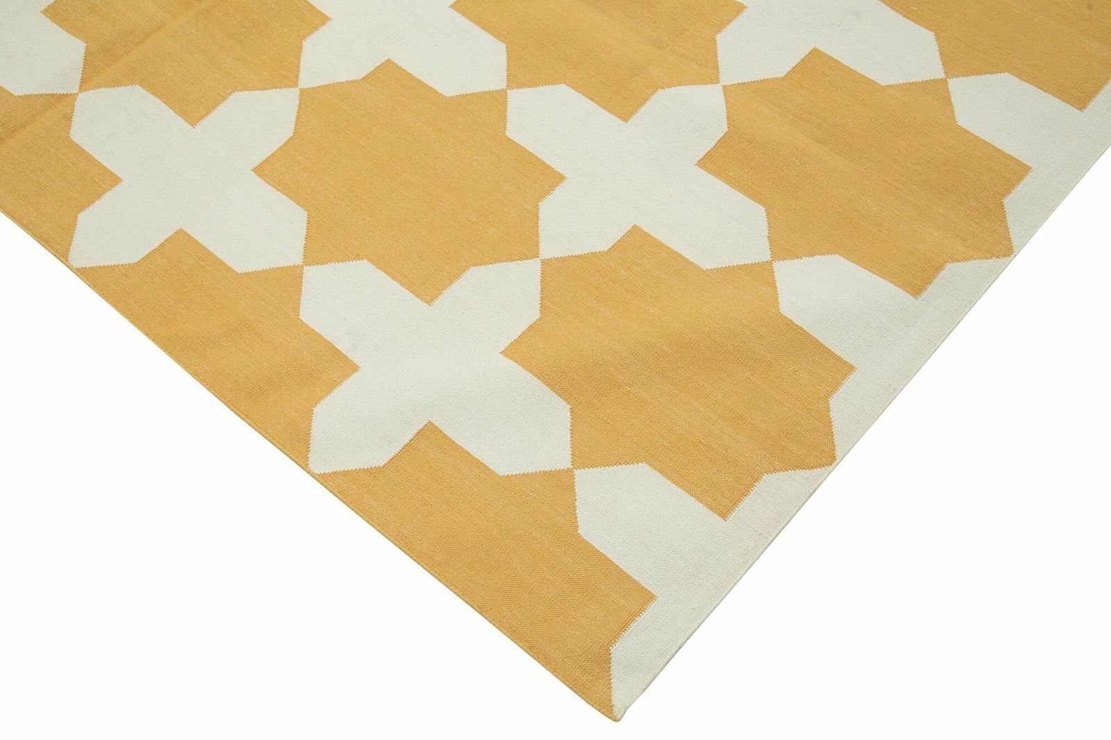 6x9 Yellow Dhurrie Rug, Oriental photo Textiles
