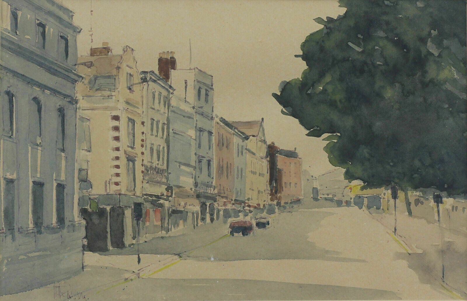 Watercolour By Terence M Rudkin. Gentleman's Walk, Norwich photo furniture
