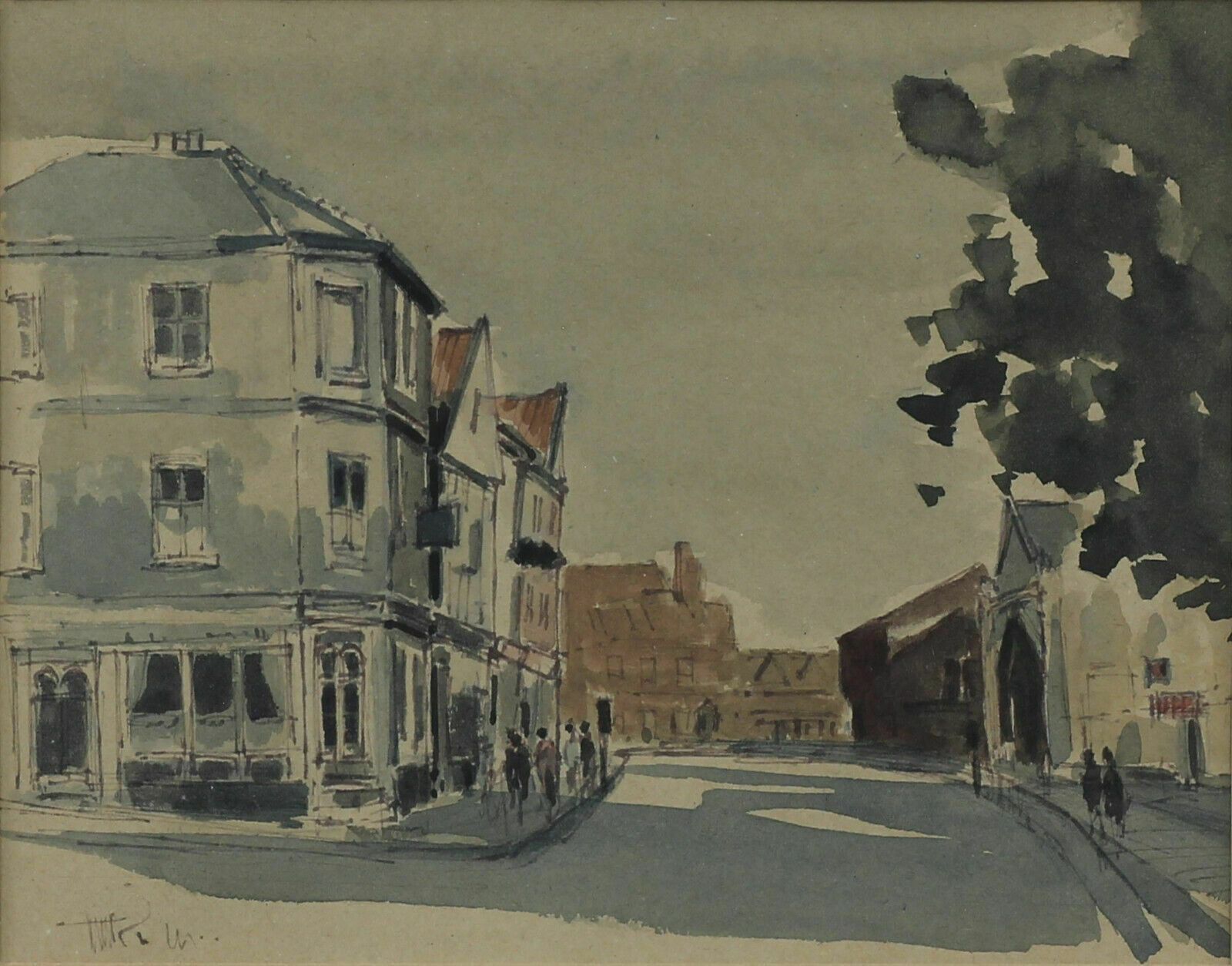 Watercolour By Terence M Rudkin. Tombland, Norwich photo furniture