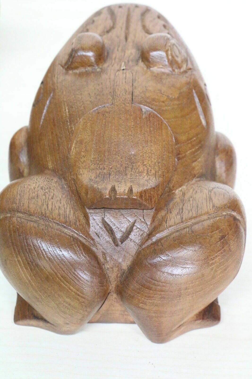 photo vinterior A Pair Of Large Antique Wooden Frog Incense Burners Chinese Carved Teak 1960's