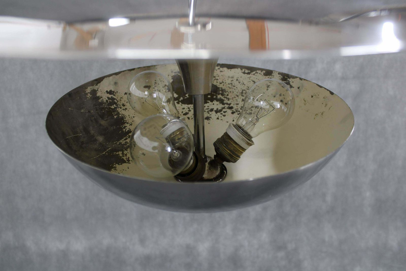 photo for sale 1930s Bauhaus Chrome Plated Chandelier By Anyz, Czechoslovakia
