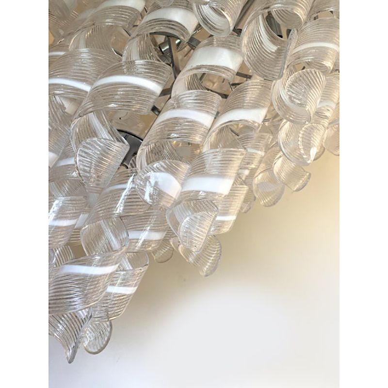 photo for sale Transparent And White “Ricci” Murano Glass Chandelier